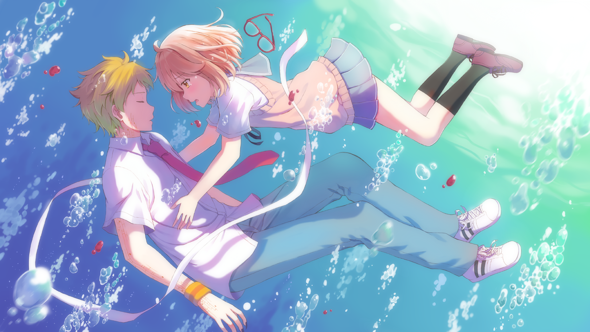 Mirai Kuriyama and Akihito Kanbara underwater HD Wallpaper