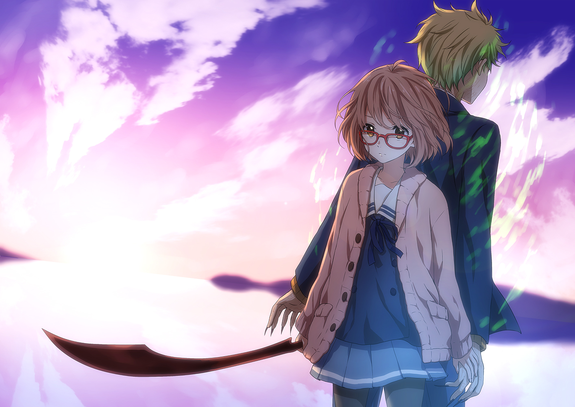Mirai Kuriyama and Akihito Kanbara from Beyond the Boundary HD Wallpaper