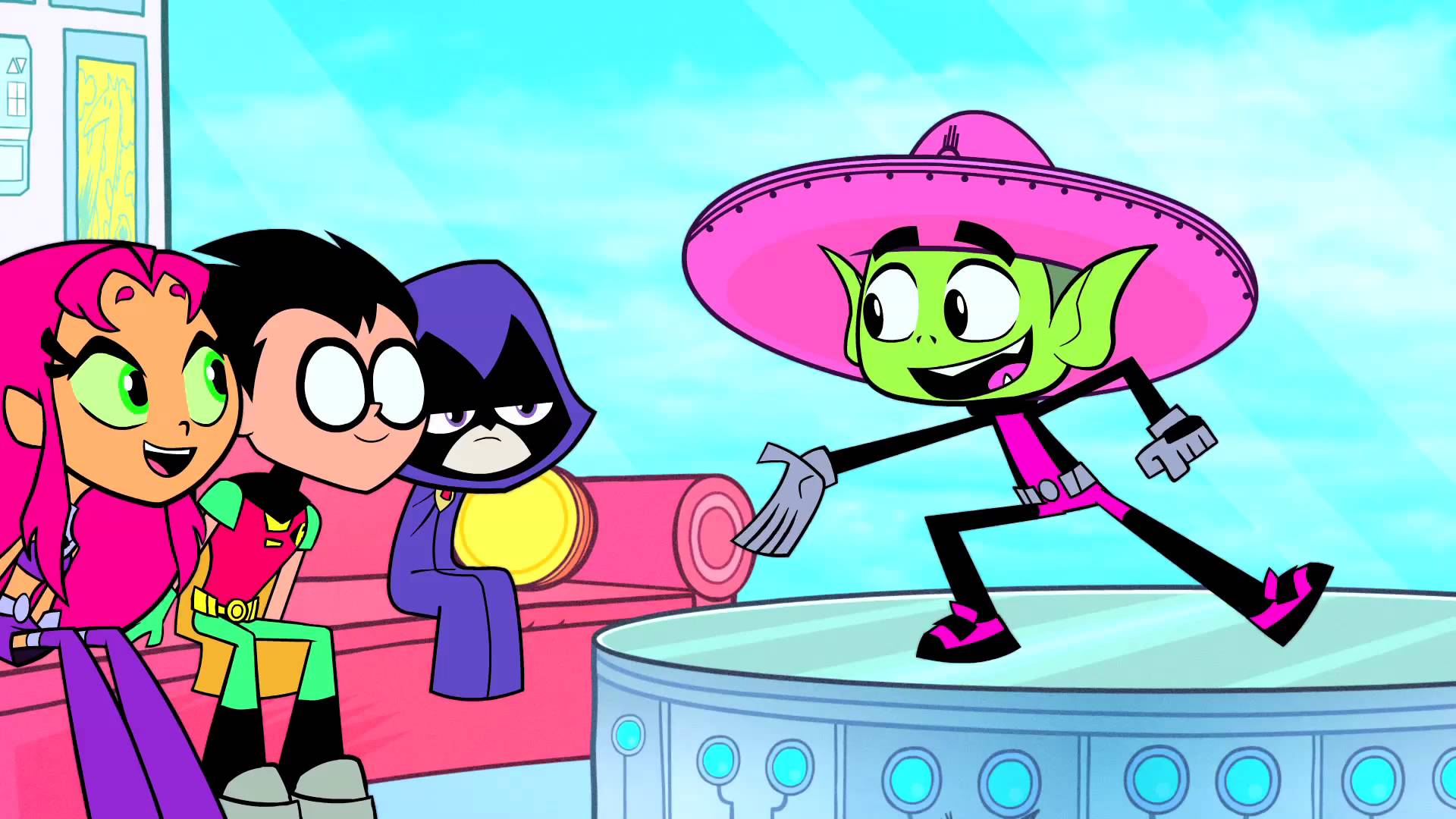 Teen Titans Go! Starfire, Robin, Raven, and Beast Boy HD Wallpaper