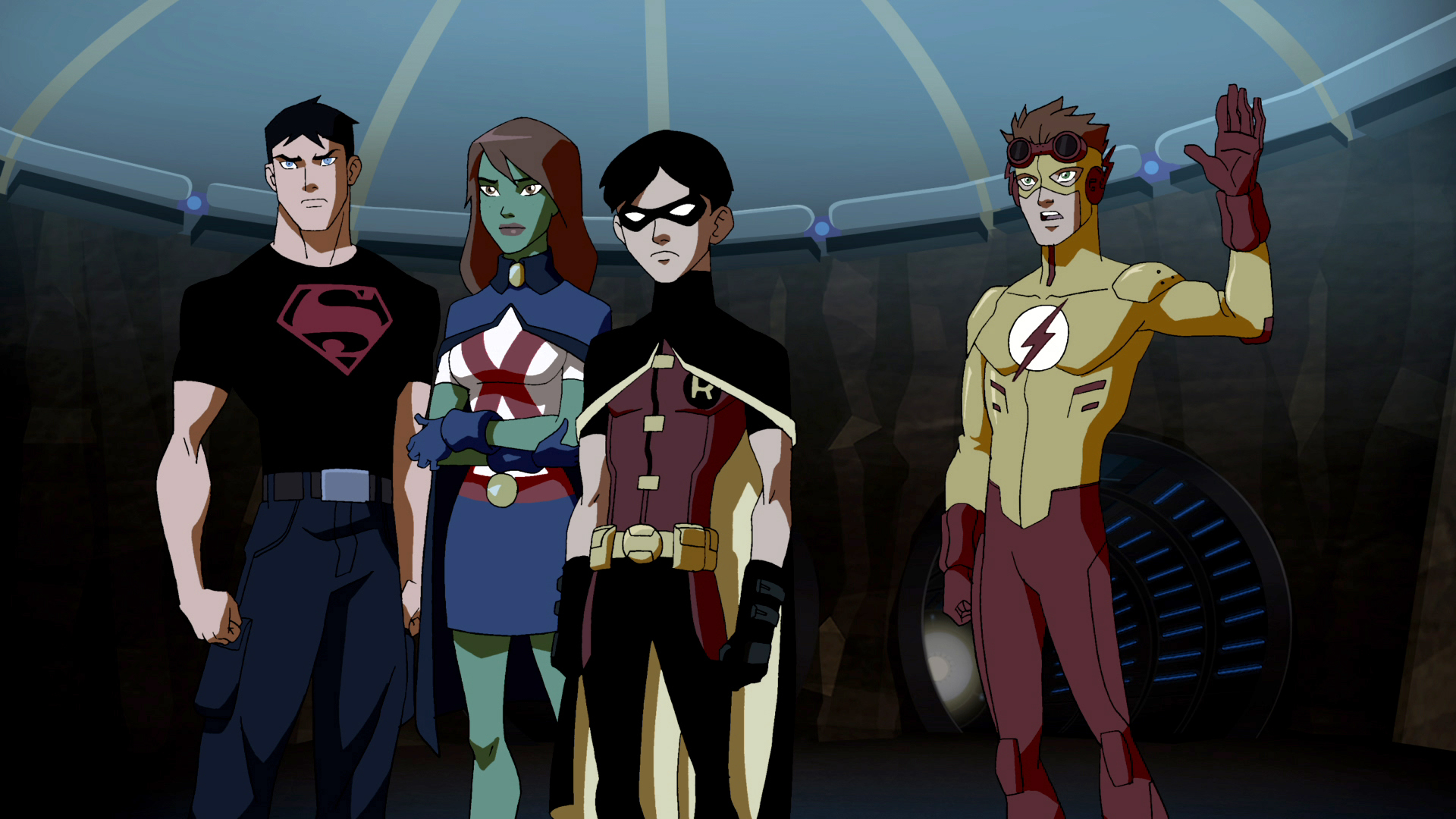 Young Justice team in a room HD Wallpaper
