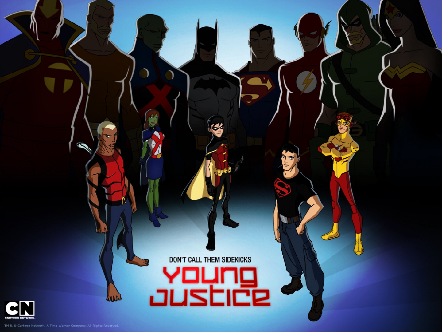 Young Justice characters including Robin, Aqualad, and Flash HD Wallpaper