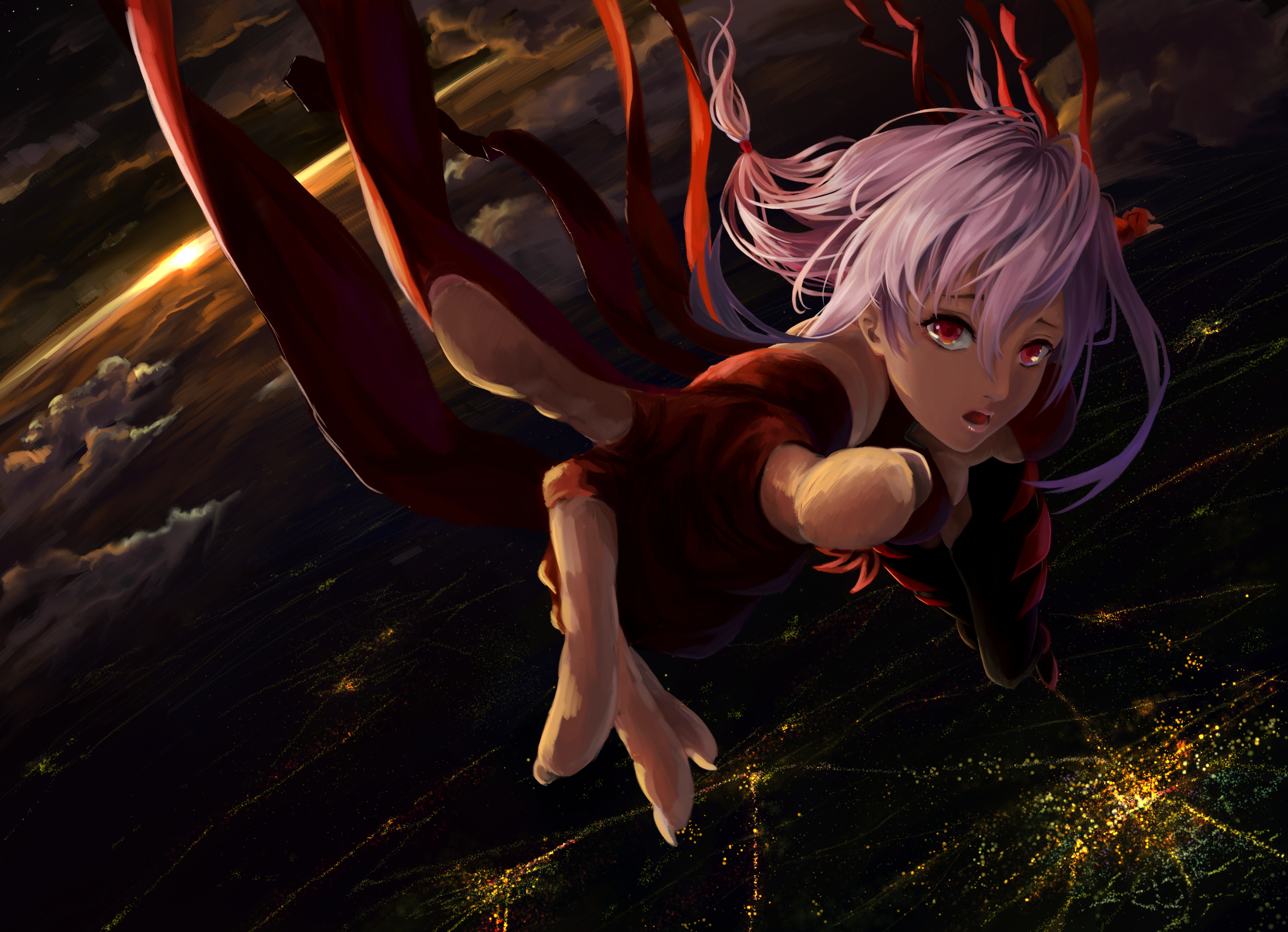 Inori Yuzuriha falling from space HD Wallpaper