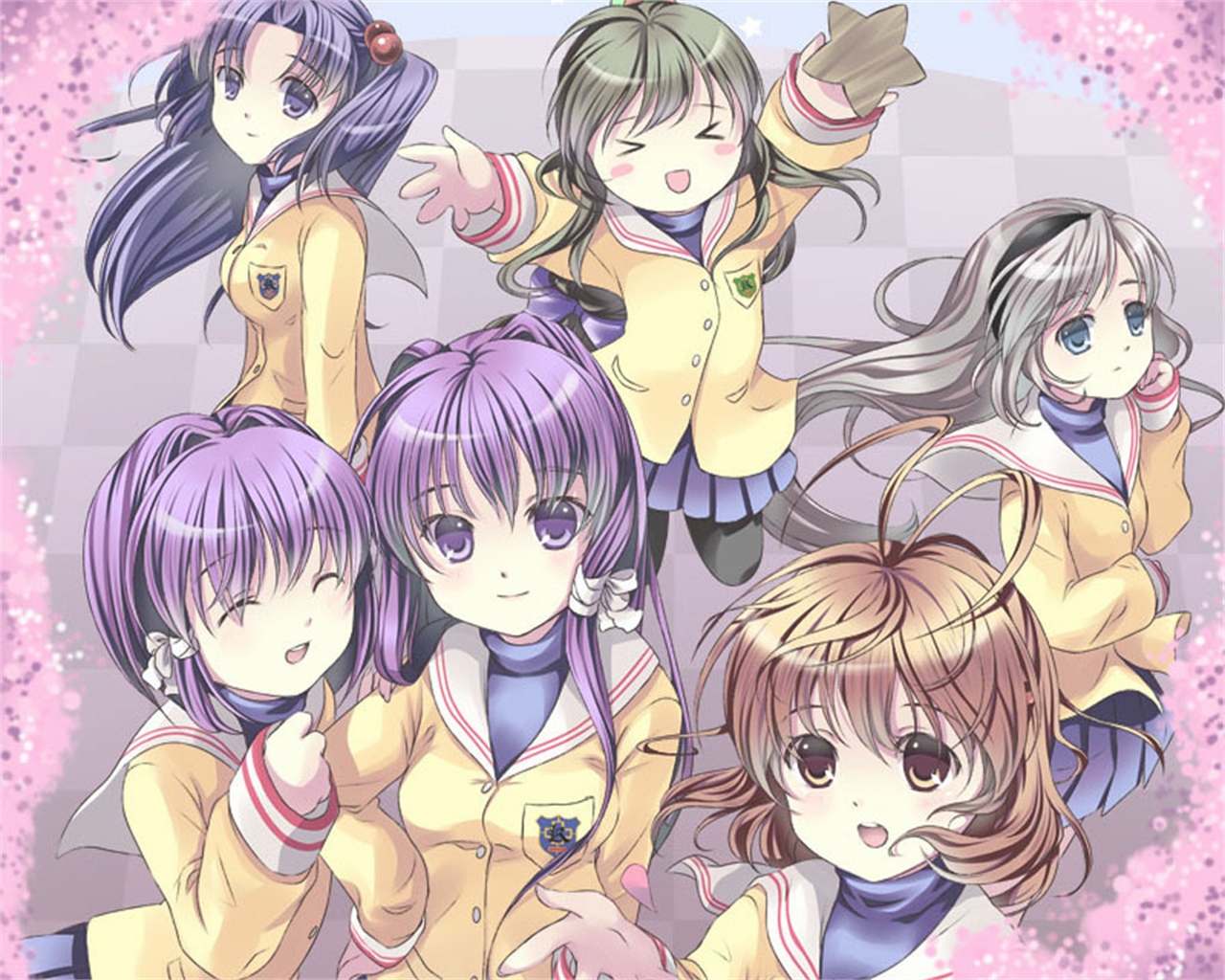 Fuuko Ibuki and friends in school uniforms HD Wallpaper
