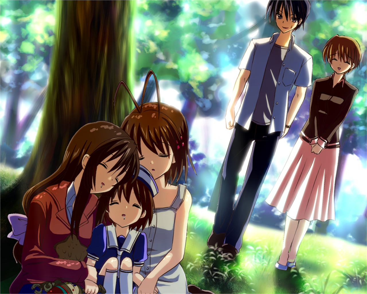 Fuuko Ibuki and friends in a forest HD Wallpaper