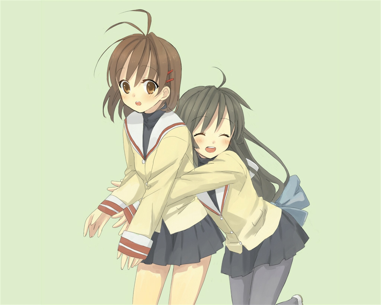 Fuuko Ibuki hugging another girl HD Wallpaper