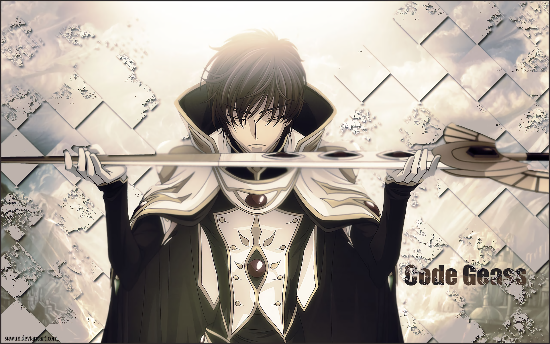 Suzaku Kururugi from Code Geass holding a weapon HD Wallpaper
