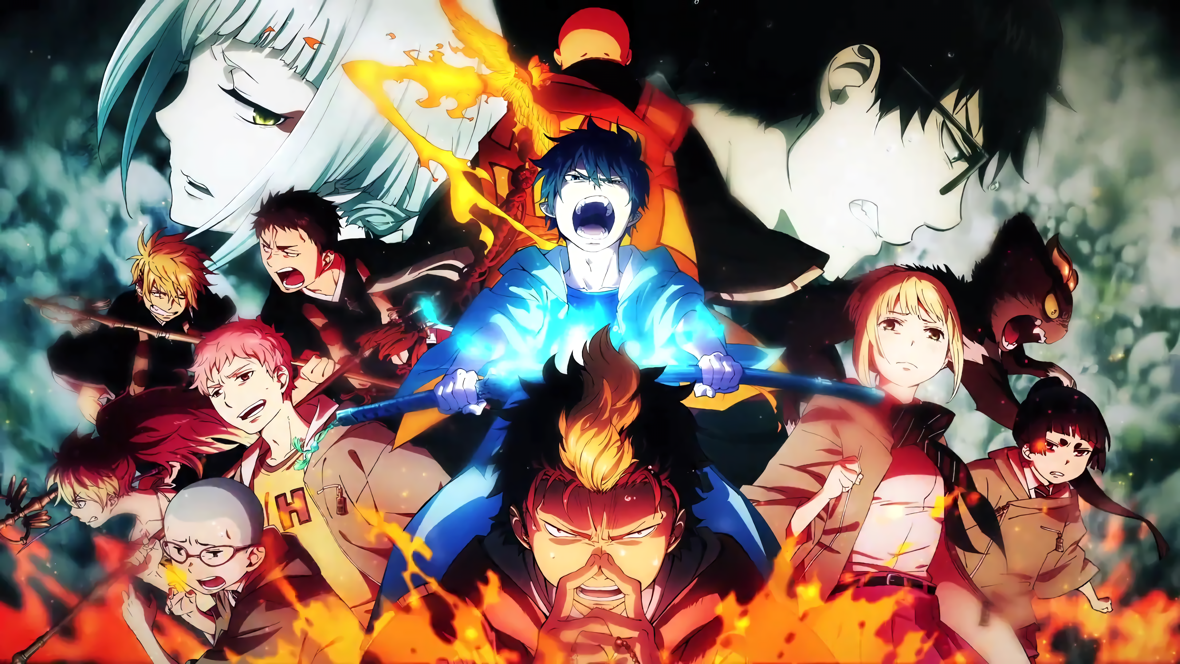 Rin Okumura and allies from Blue Exorcist HD Wallpaper