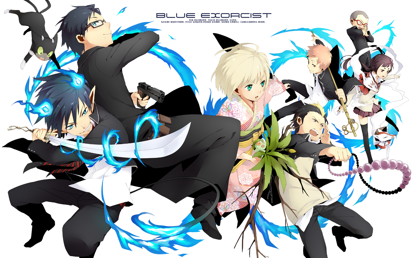 Blue Exorcist characters with Rin Okumura HD Wallpaper