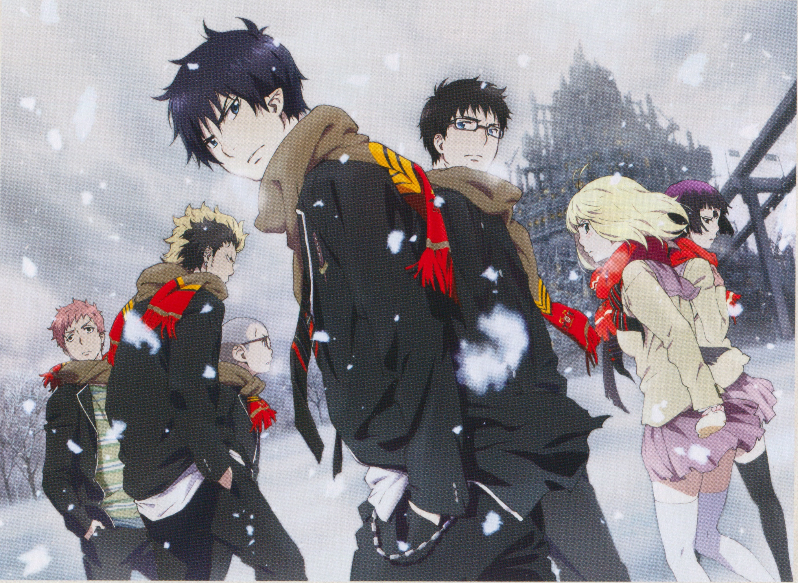 Blue Exorcist Rin Okumura and friends in snow HD Wallpaper