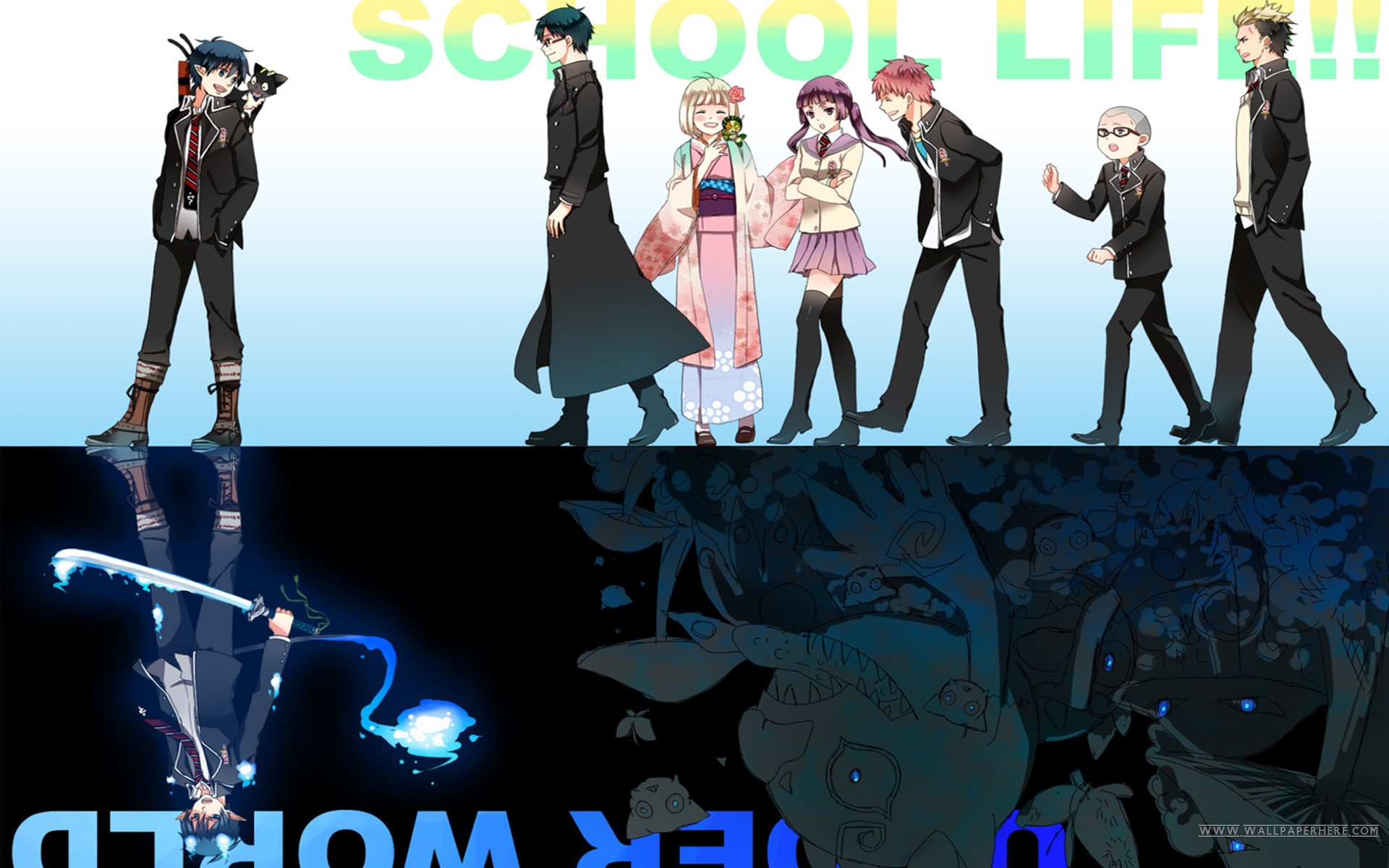 Rin Okumura and friends from Blue Exorcist HD Wallpaper