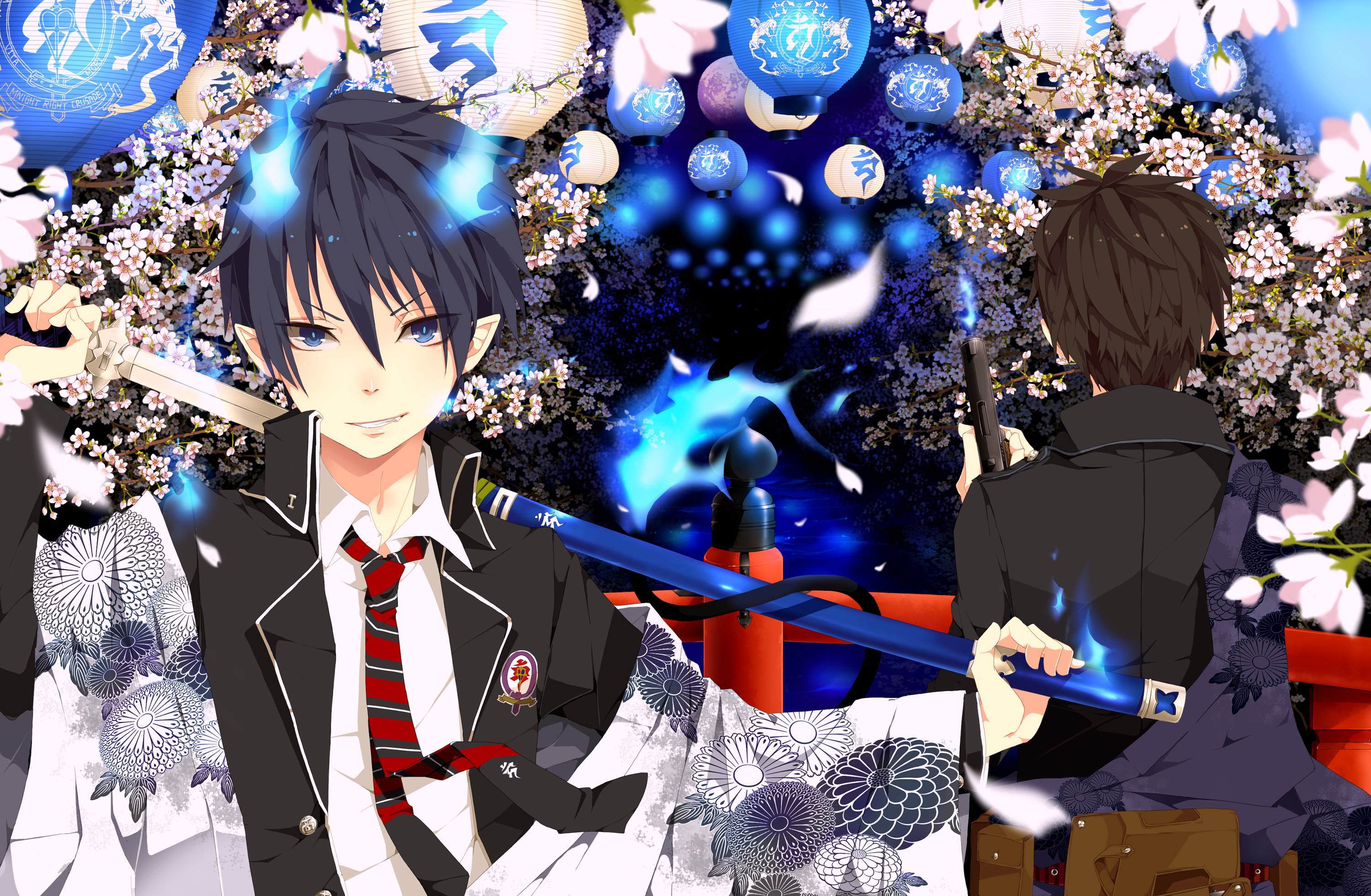 Rin Okumura with sword and gun HD Wallpaper