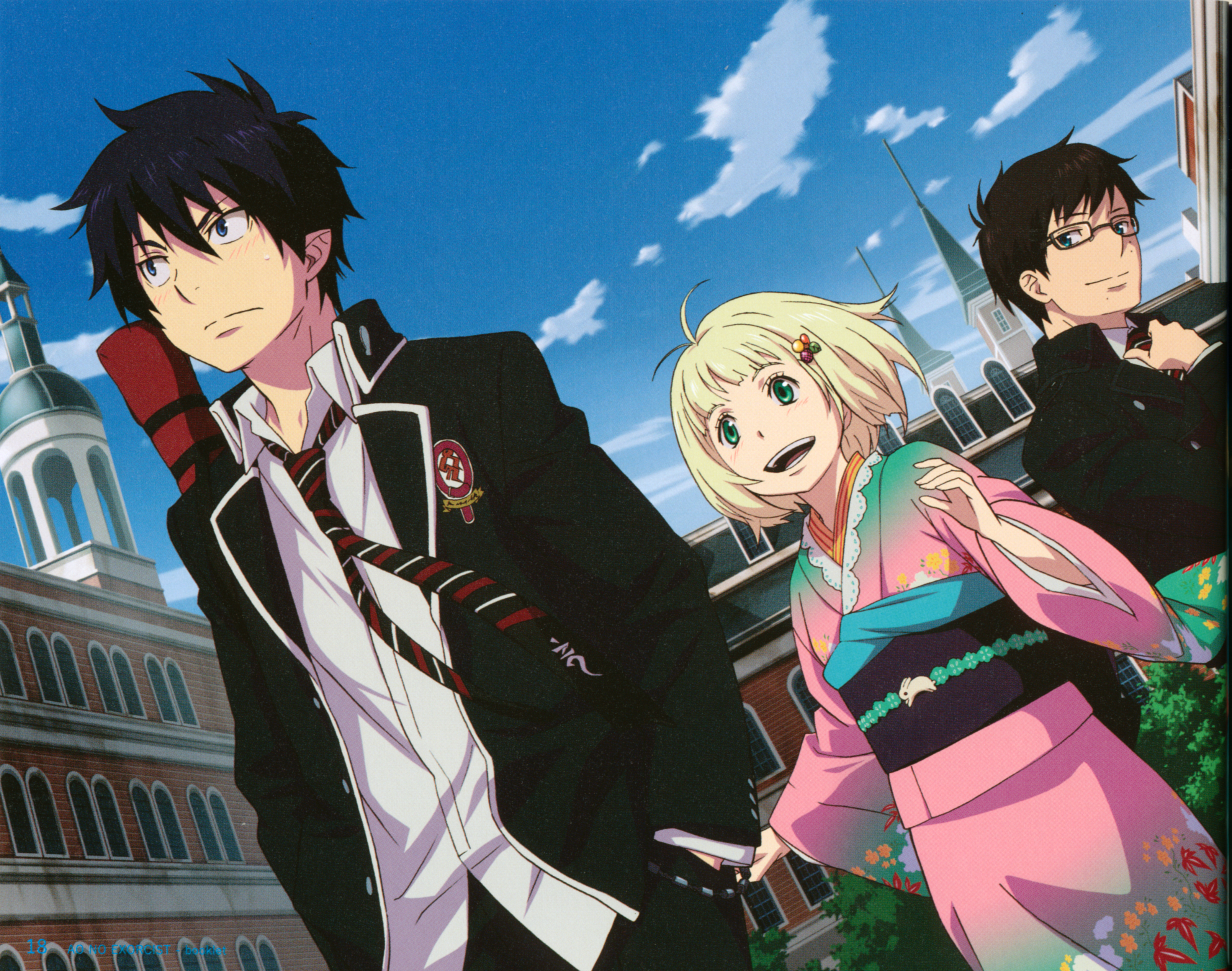 Rin Okumura and friends at True Cross Academy HD Wallpaper