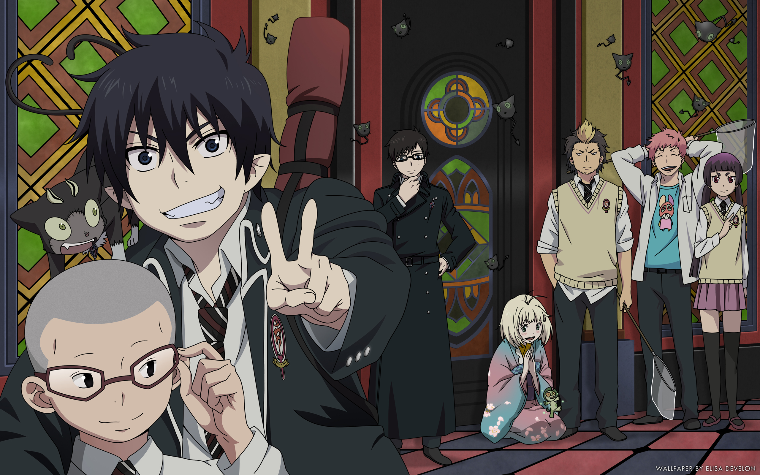 Rin Okumura and friends from Blue Exorcist HD Wallpaper