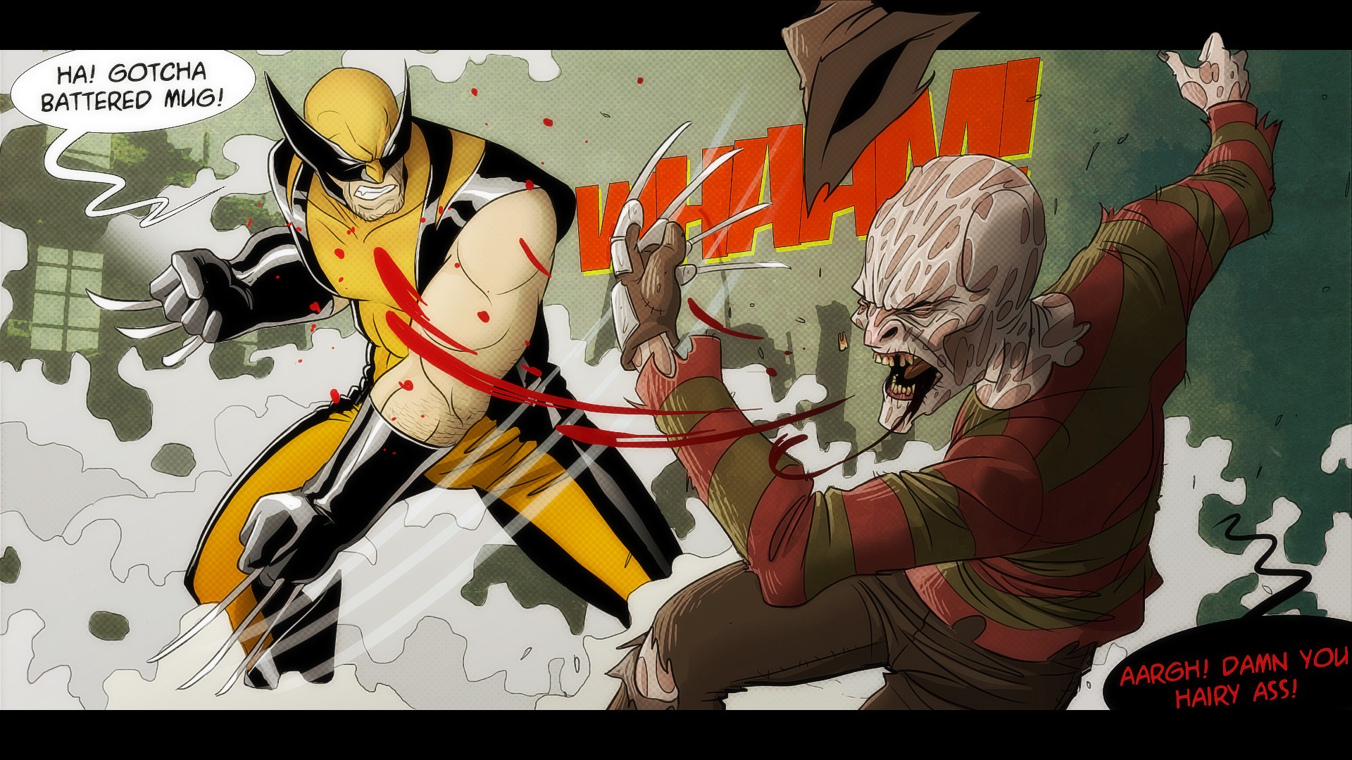 Wolverine vs. Freddy Krueger HD Wallpaper