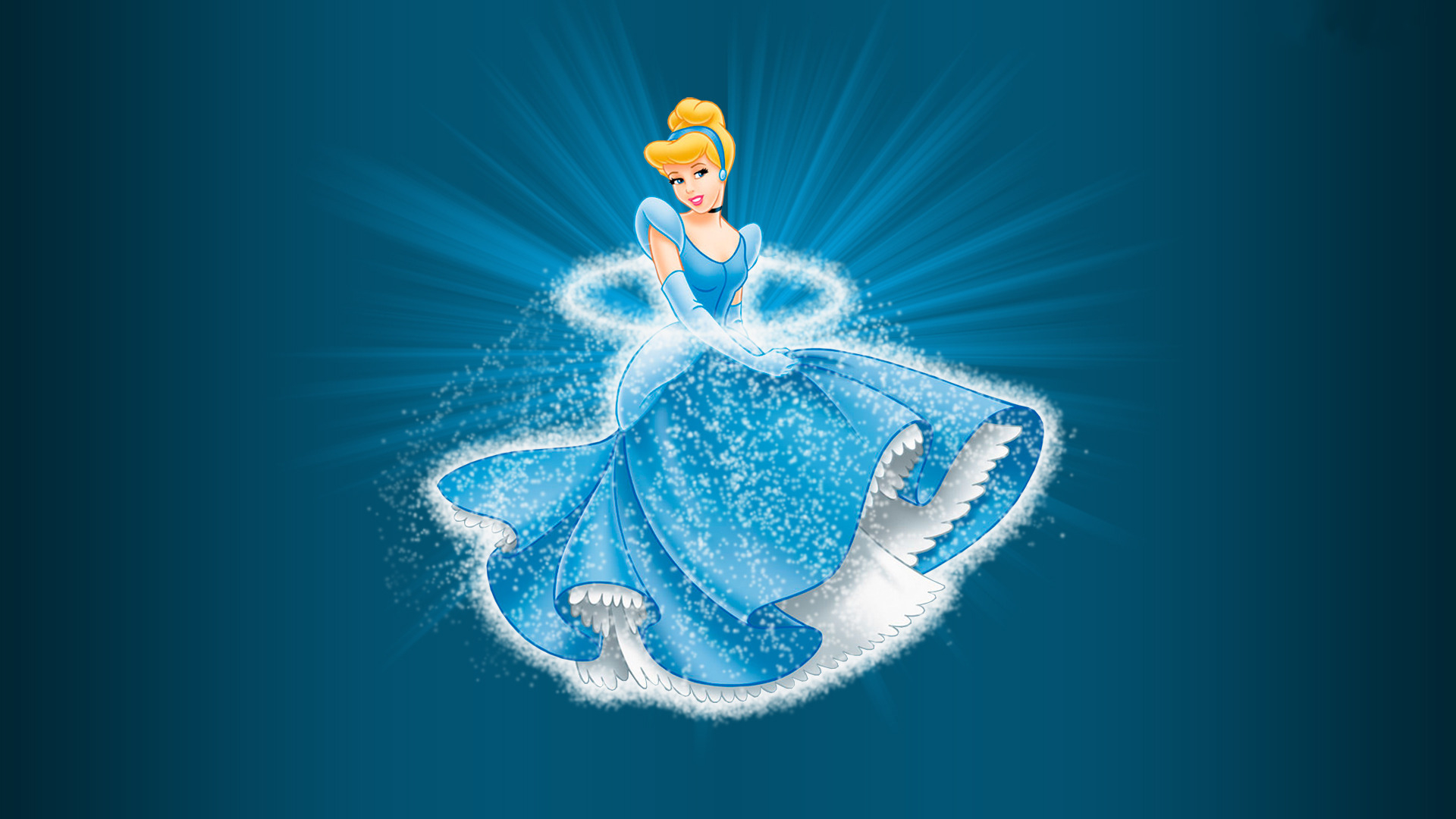 Cinderella in her blue ball gown HD Wallpaper