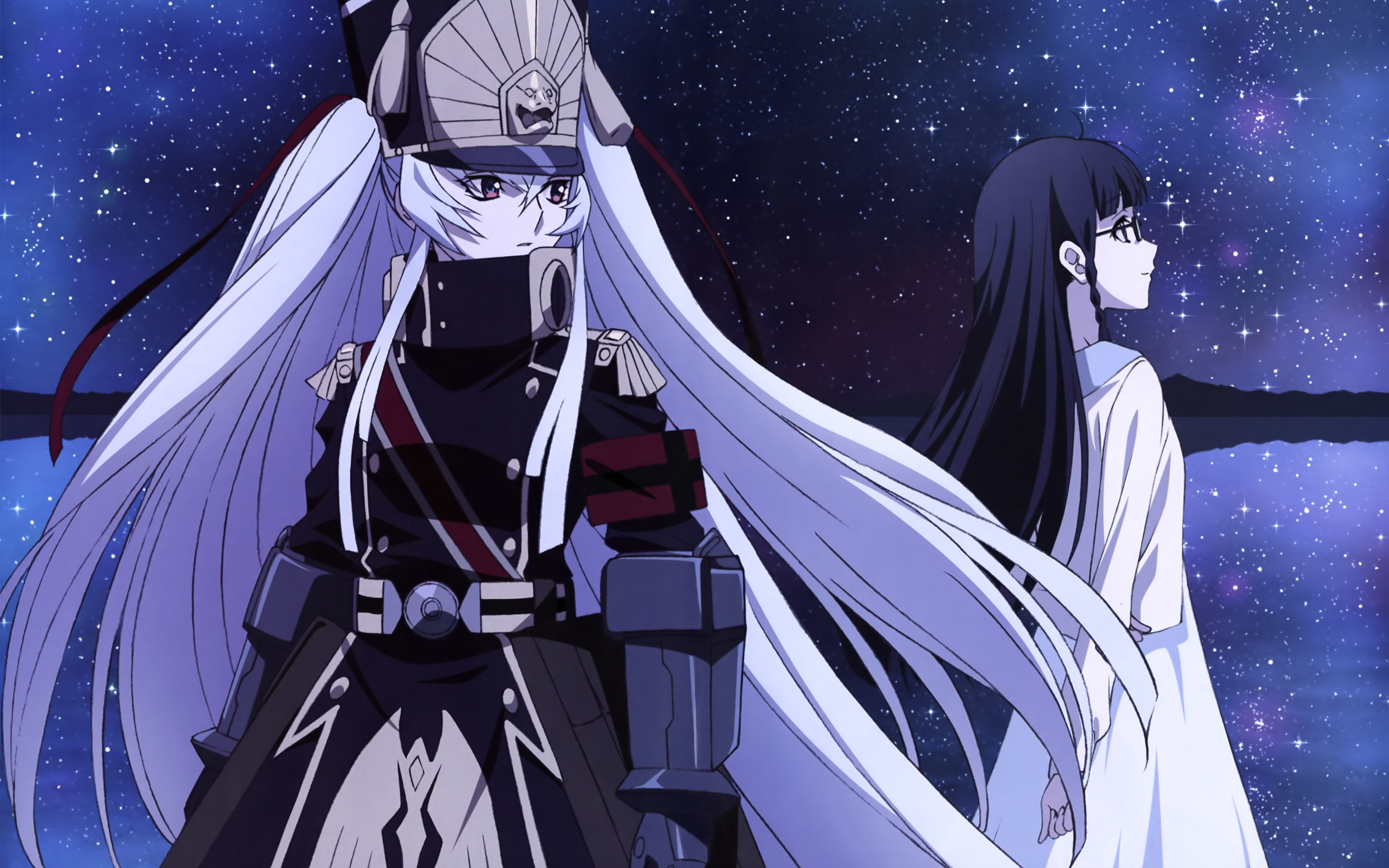 Gunpuku no Himegimi characters in front of starry sky HD Wallpaper