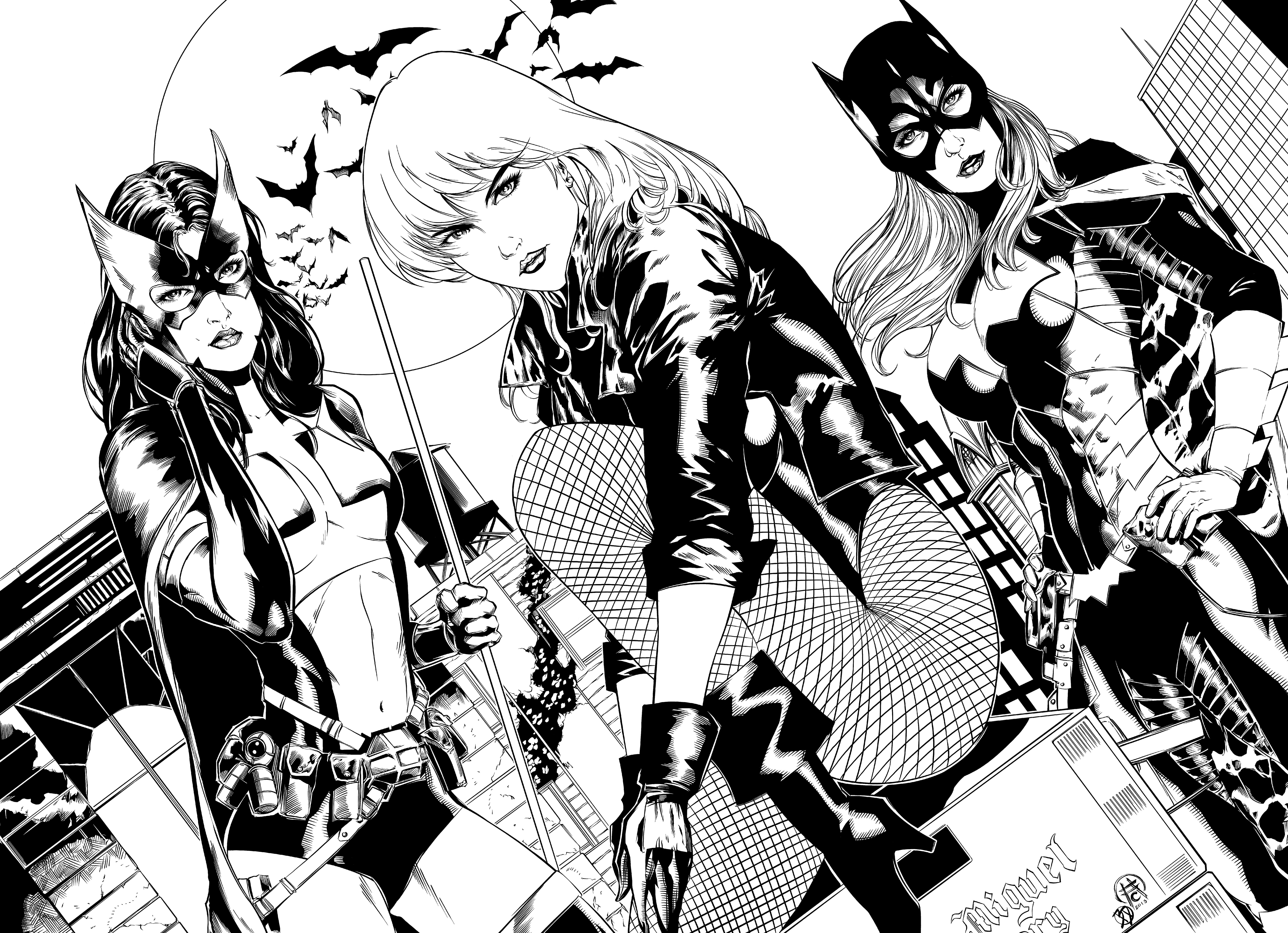 Batgirl and Black Canary with Huntress HD Wallpaper