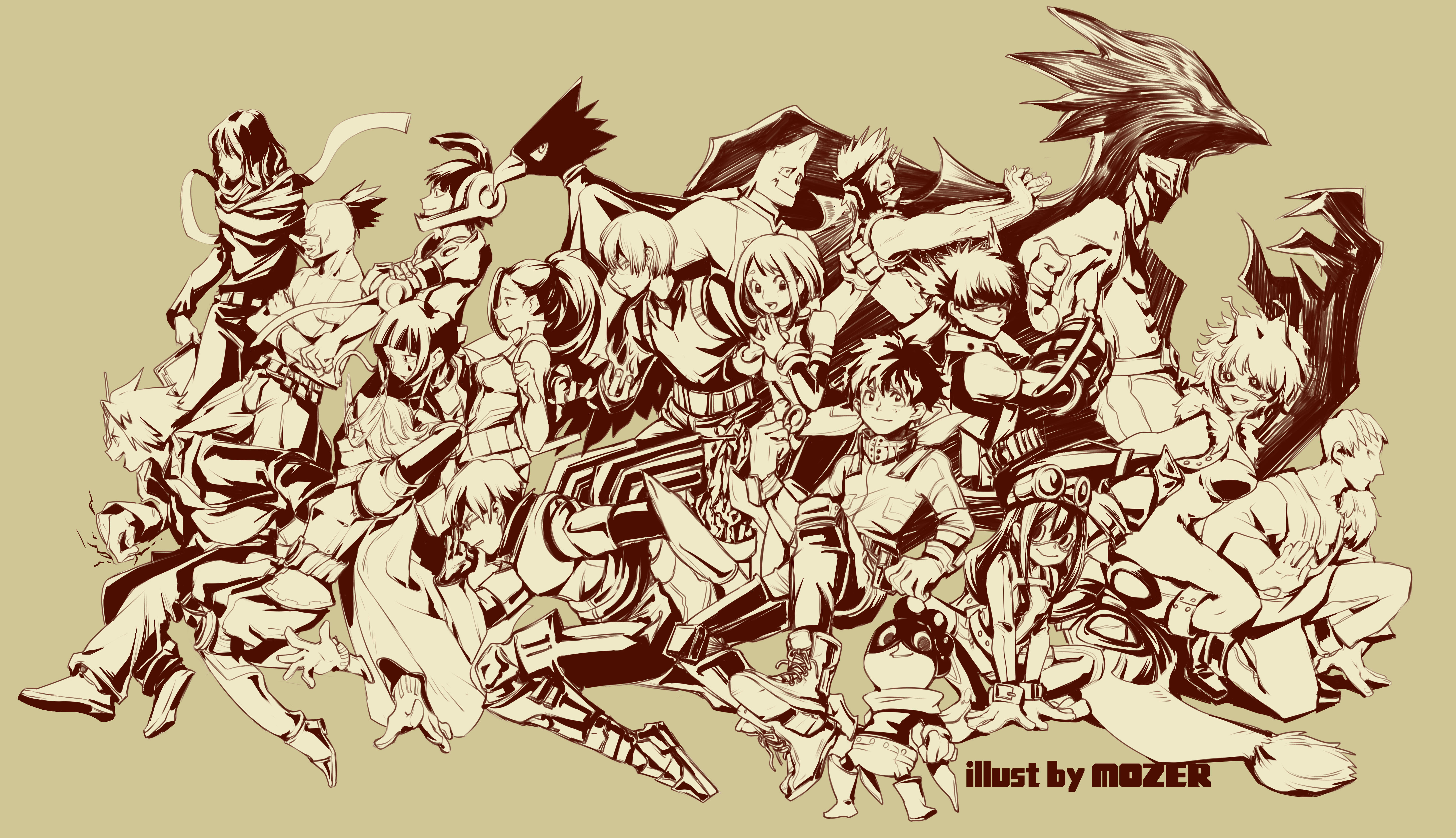 My Hero Academia characters illustration by mozer HD Wallpaper