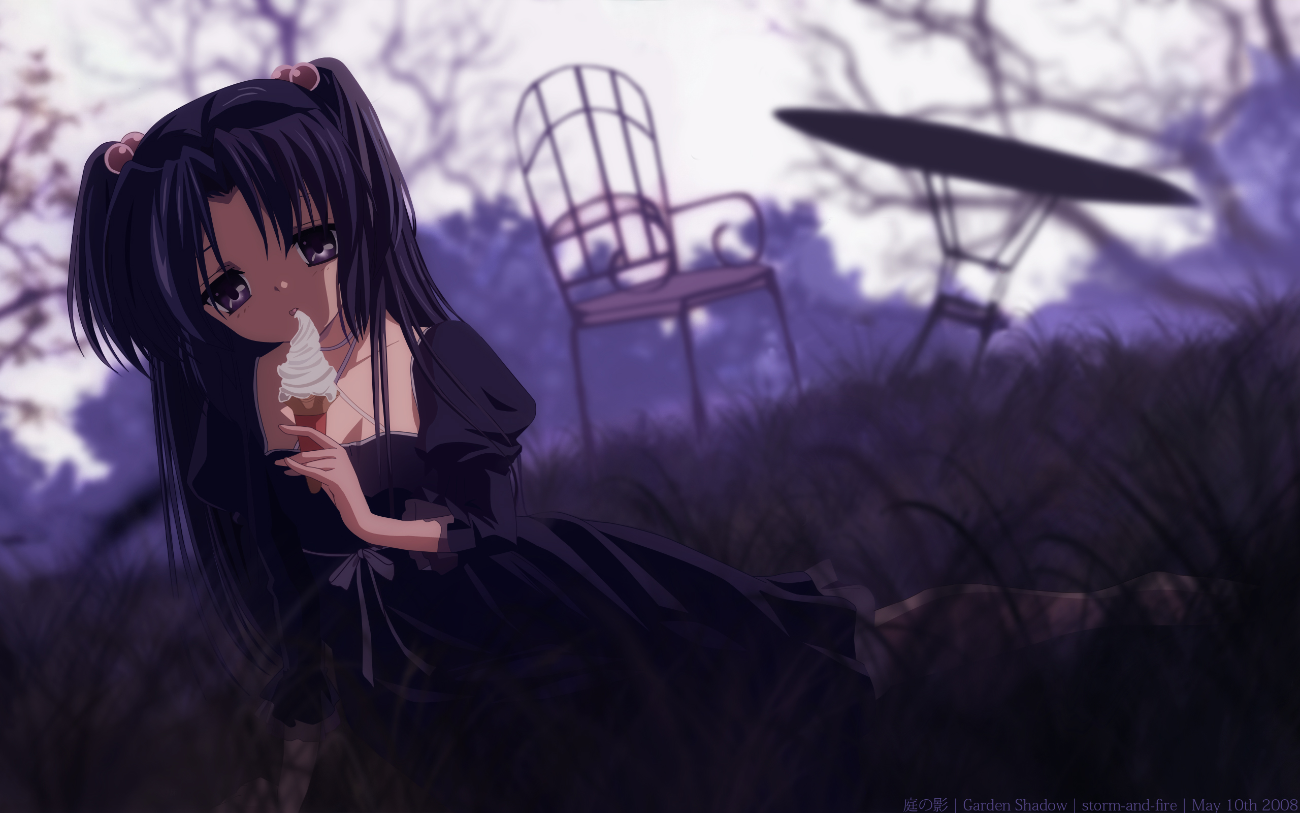 Kotomi Ichinose eating ice cream in a garden HD Wallpaper