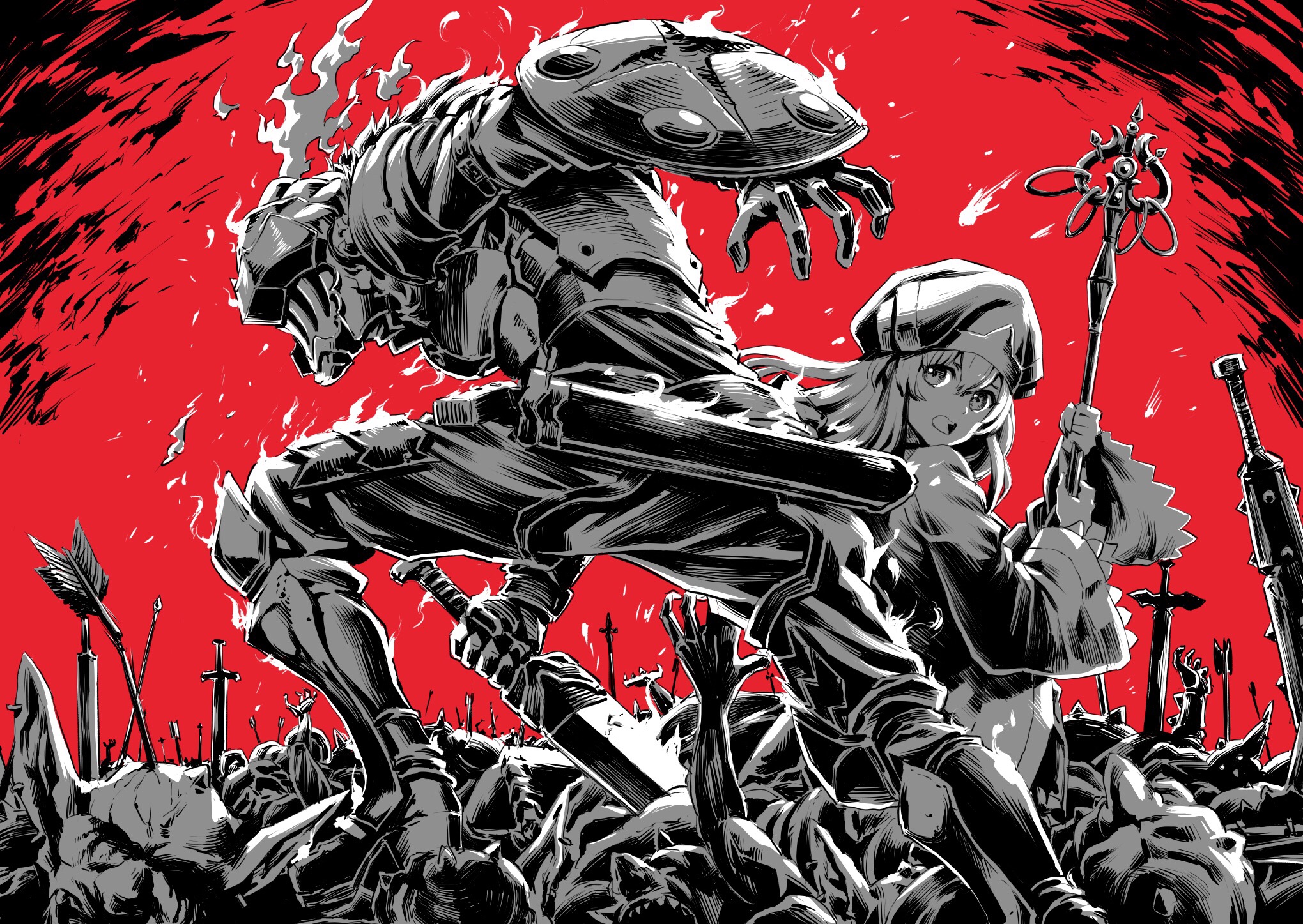 Goblin Slayer and Priestess from Goblin Slayer HD Wallpaper