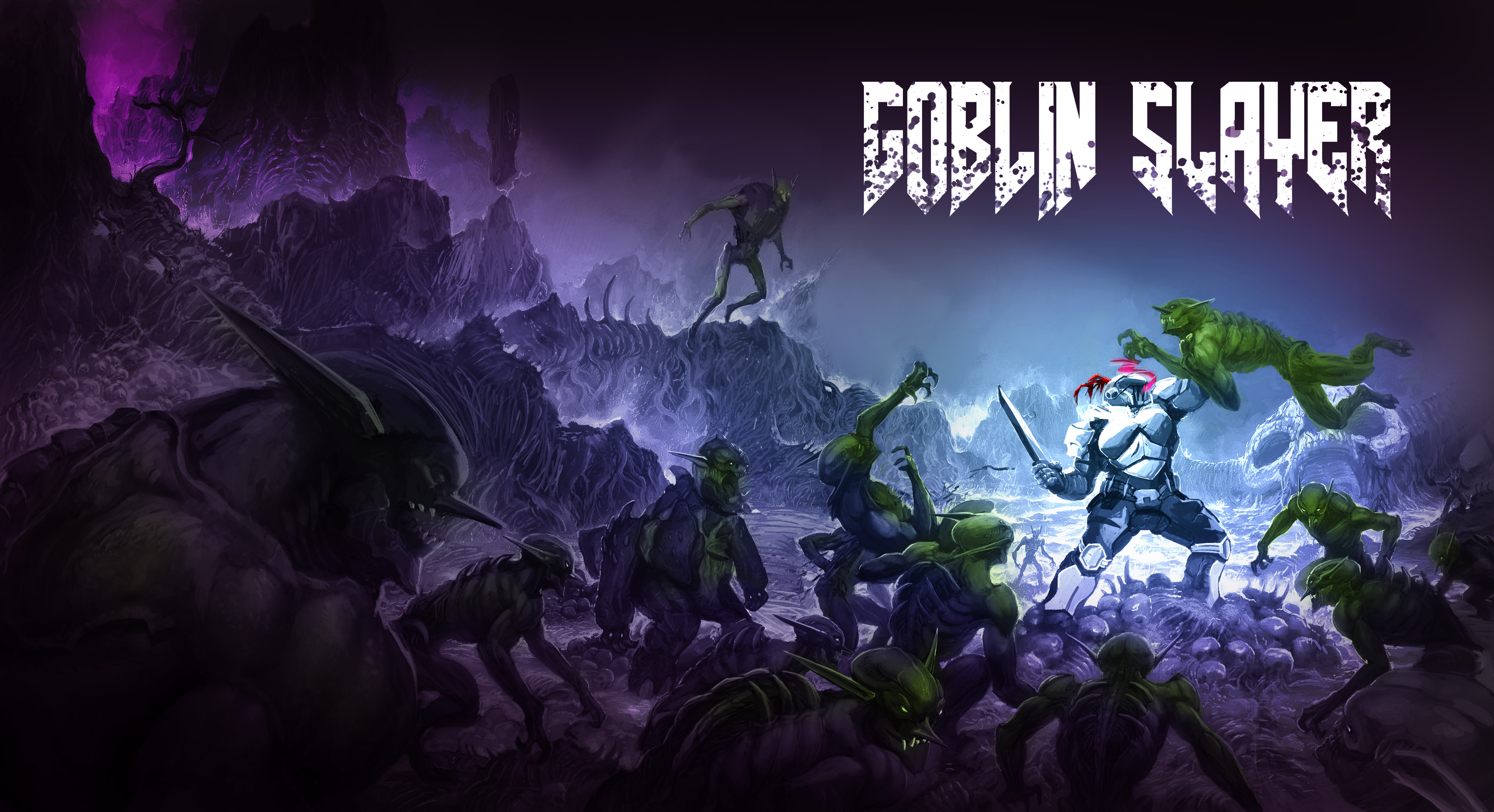 Goblin Slayer fighting goblins in a dark cave HD Wallpaper