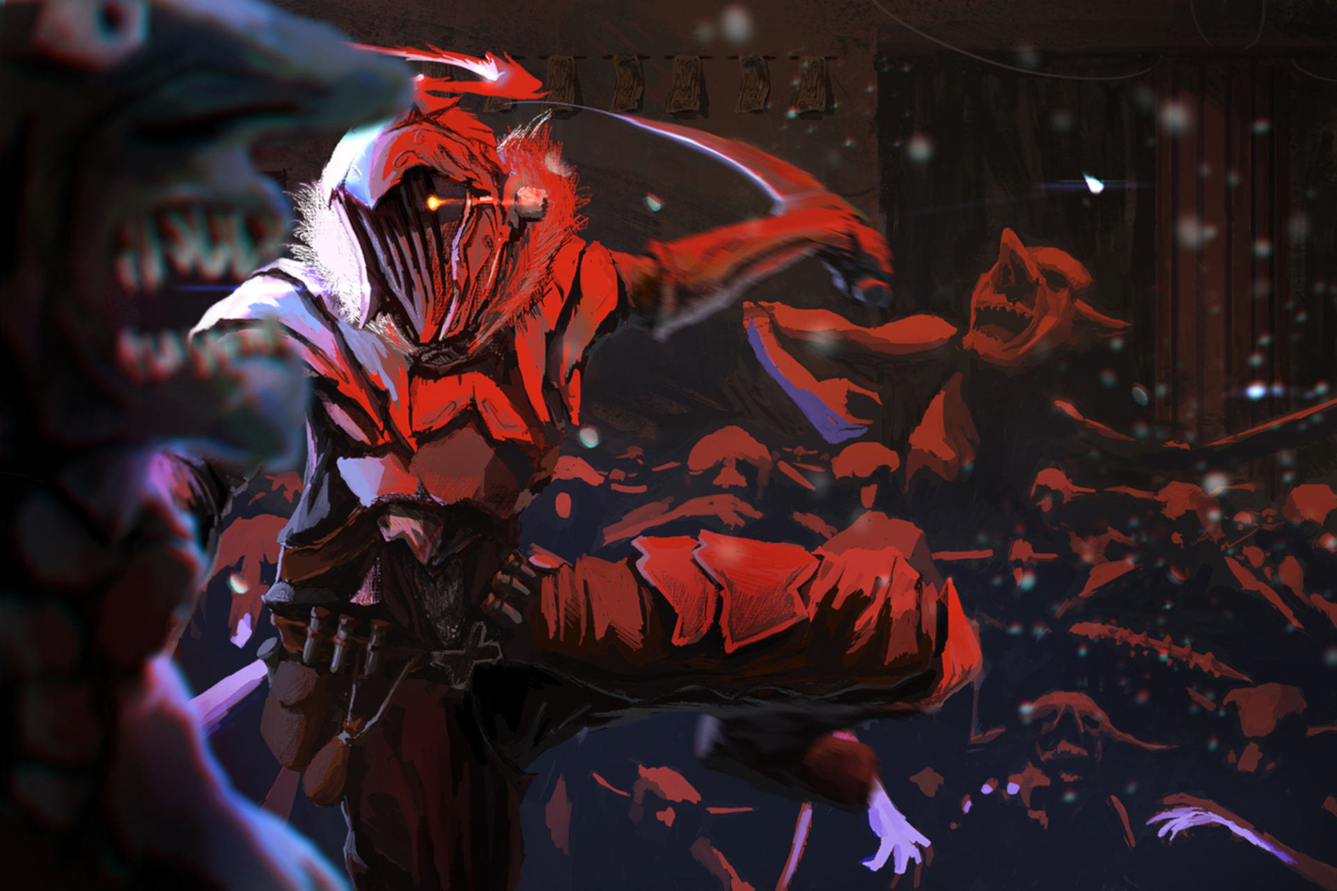 Goblin Slayer fighting goblins HD Wallpaper