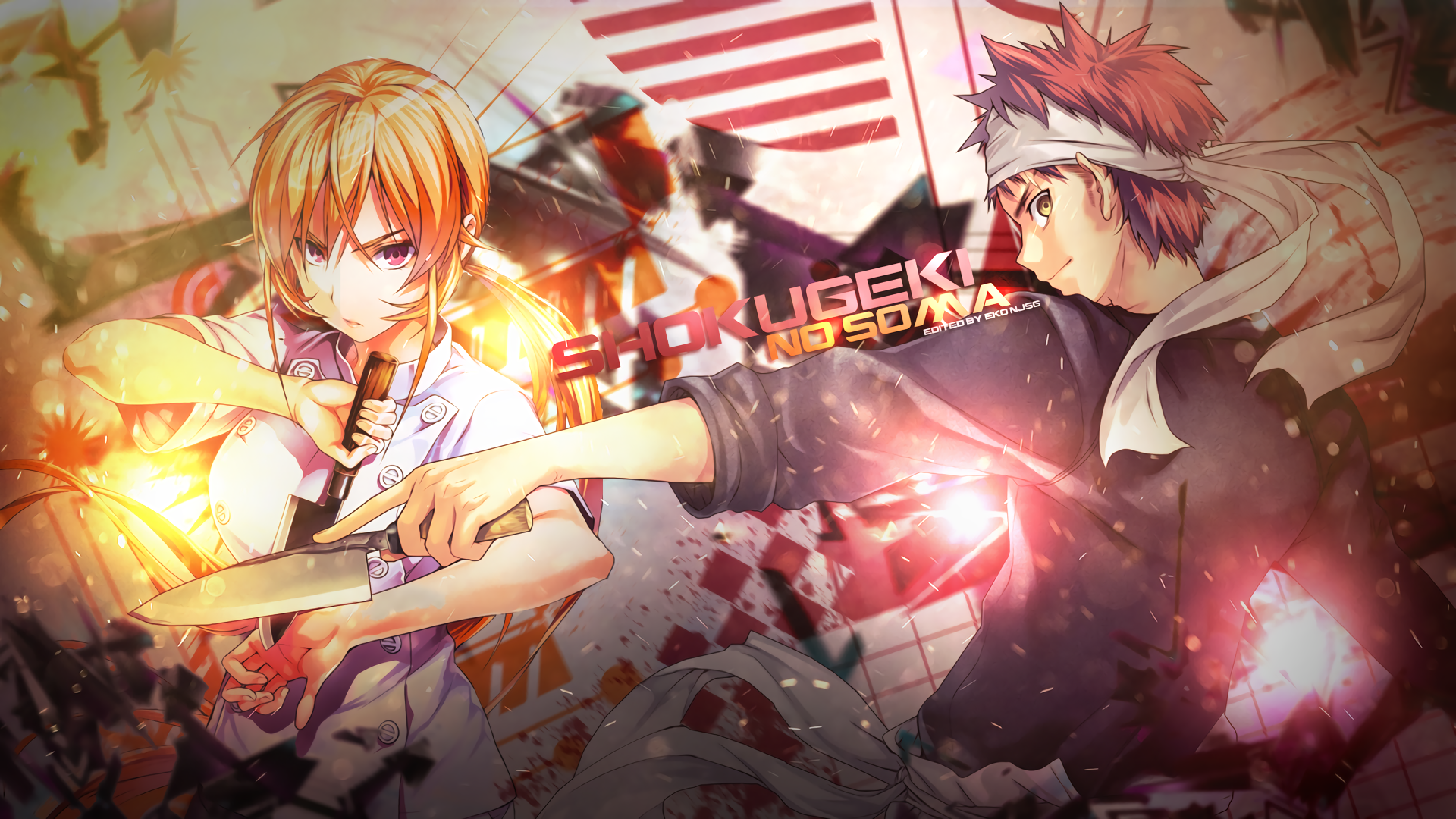 Erina Nakiri and Sōma Yukihira from Food Wars! Shokugeki no Soma HD Wallpaper