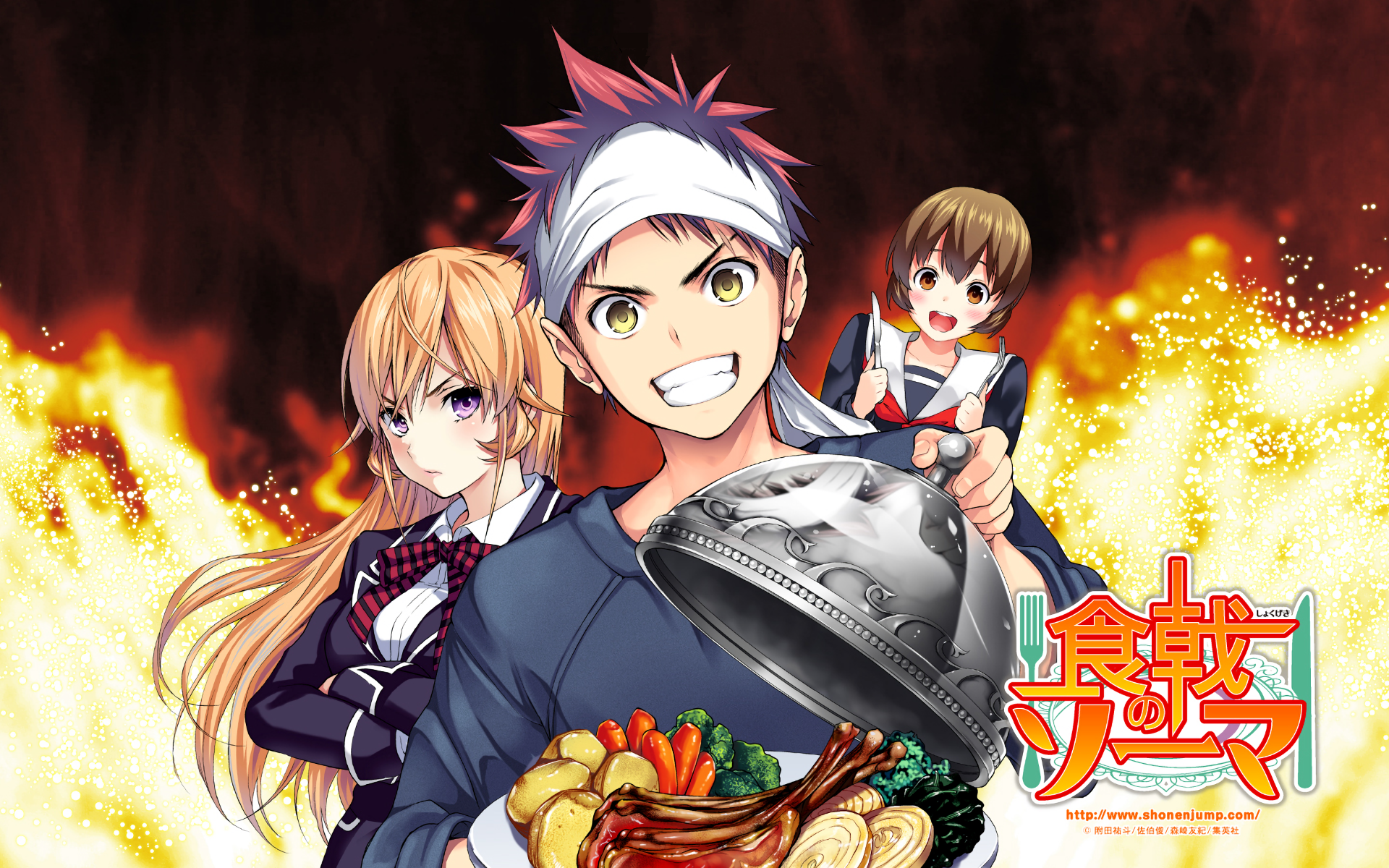 Food Wars! Shokugeki no Soma characters with food HD Wallpaper