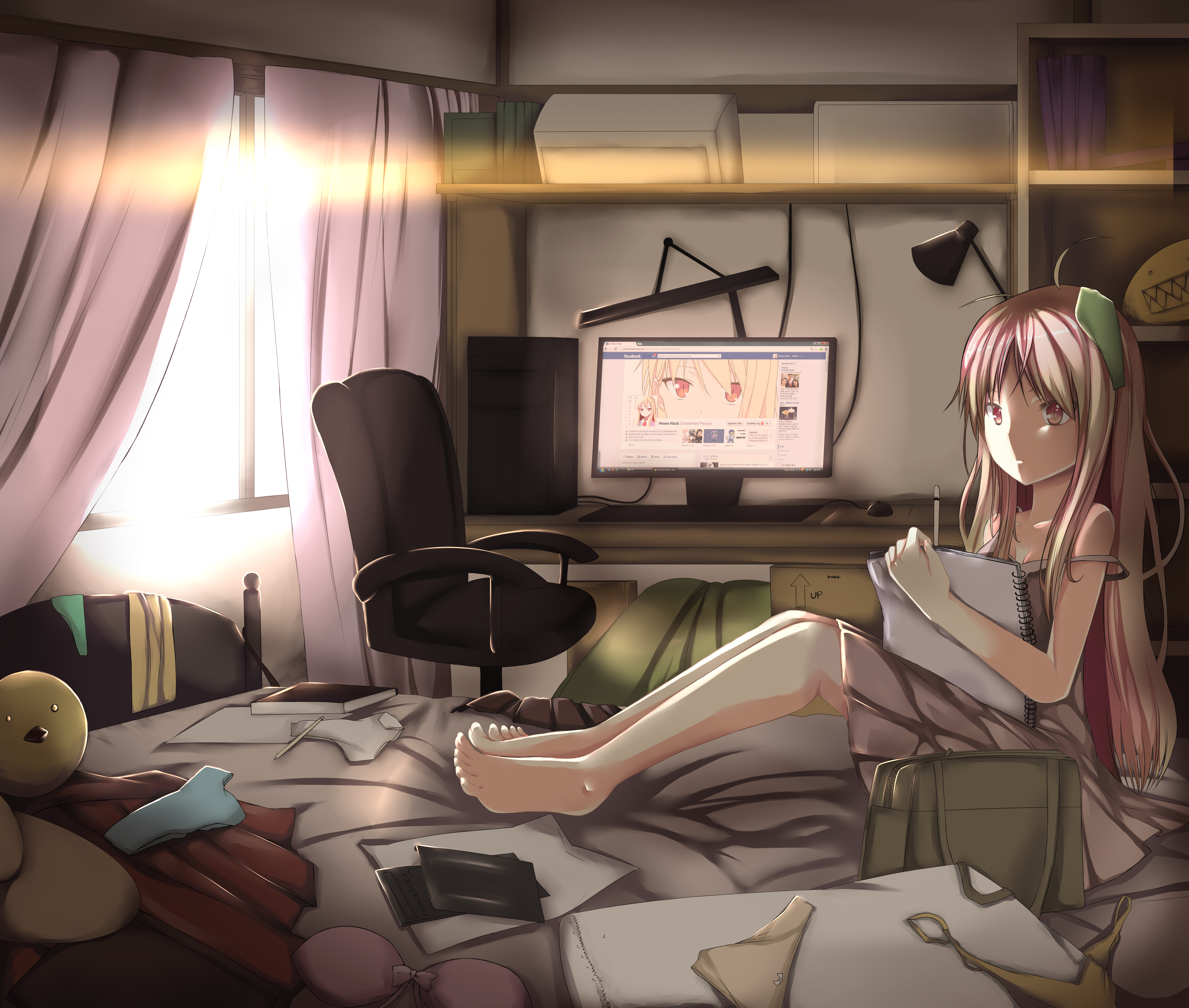Mashiro Shiina studying in her room HD Wallpaper