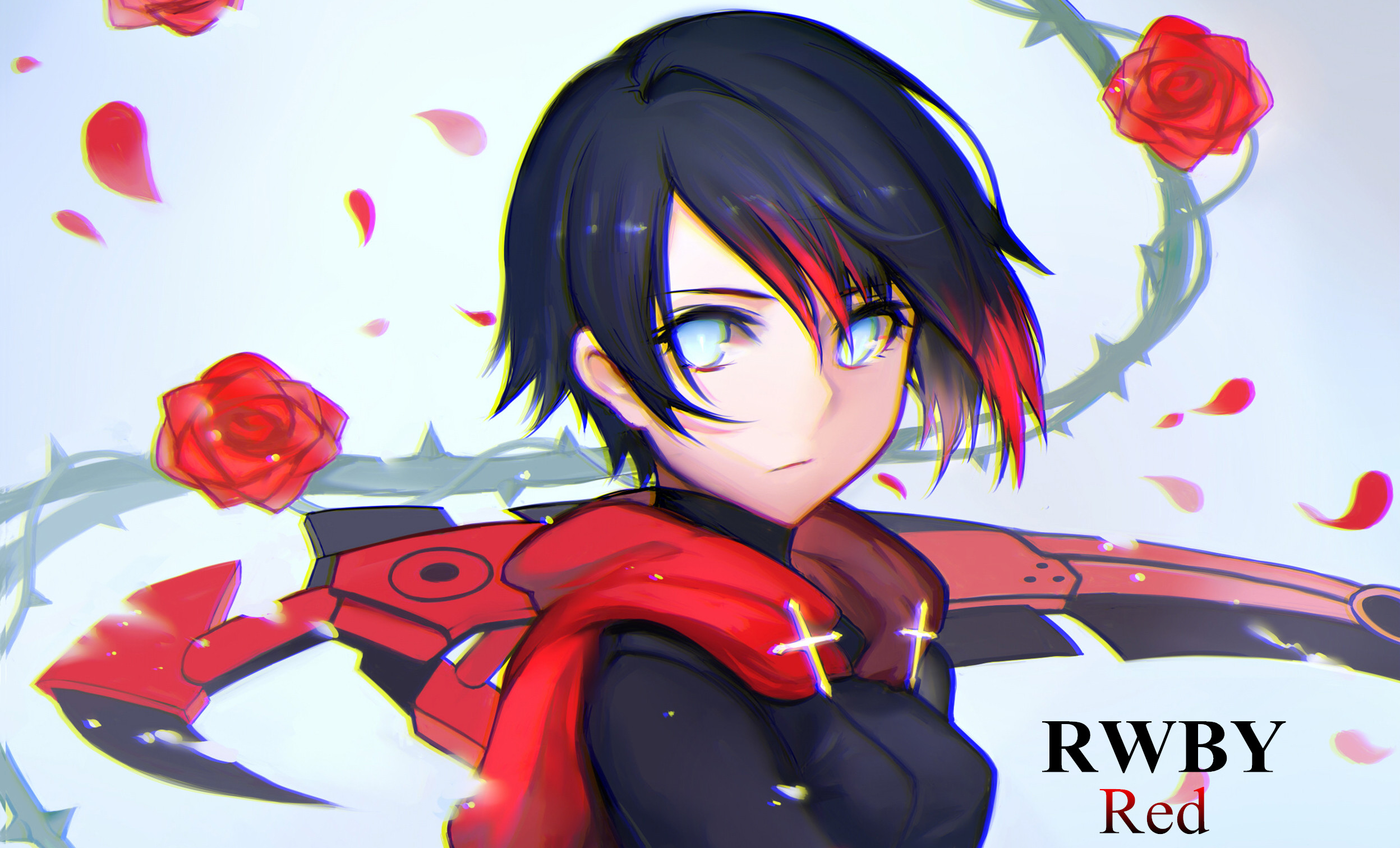 Ruby Rose from RWBY with roses and scythe HD Wallpaper