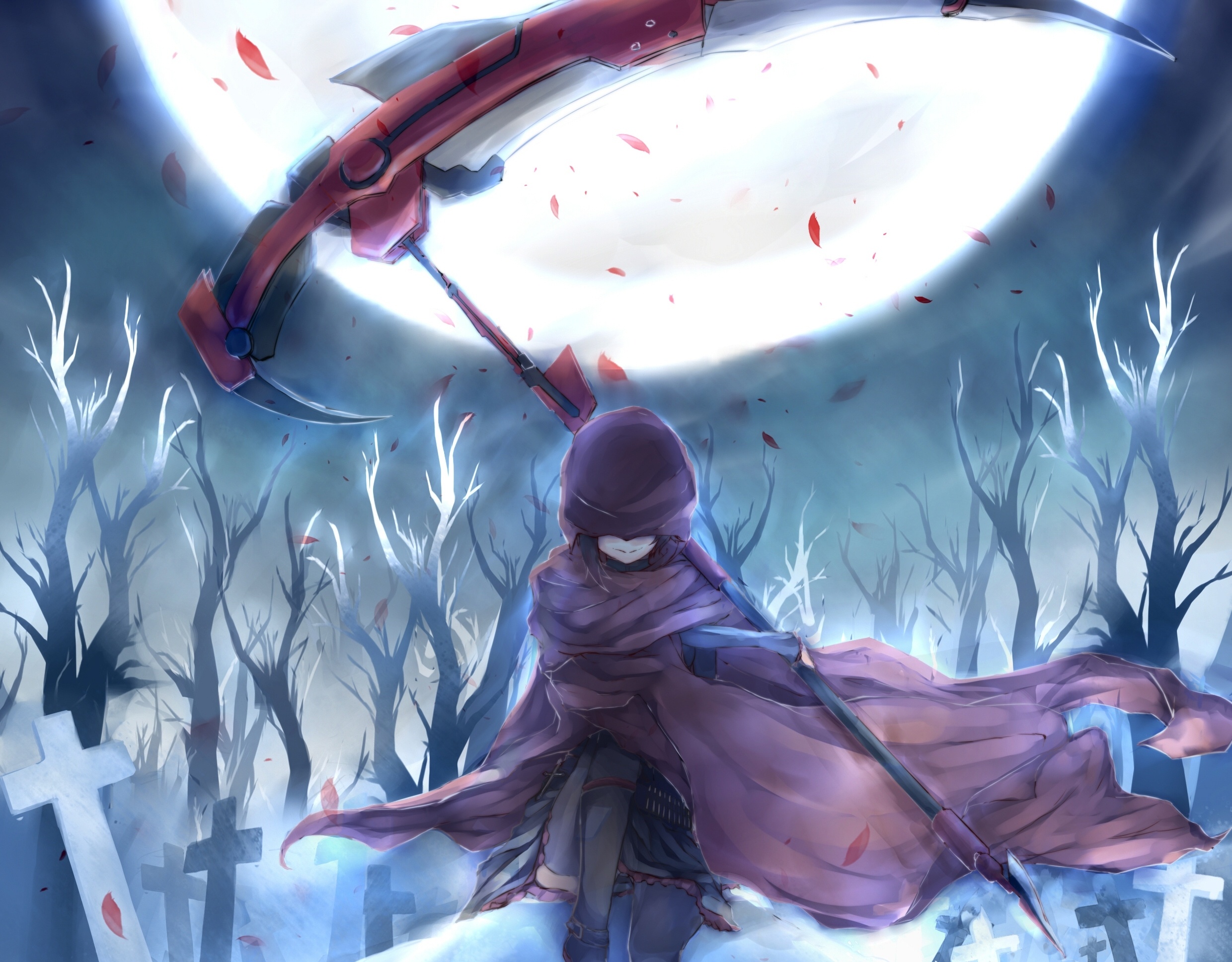 Ruby Rose with Crescent Rose in a graveyard HD Wallpaper