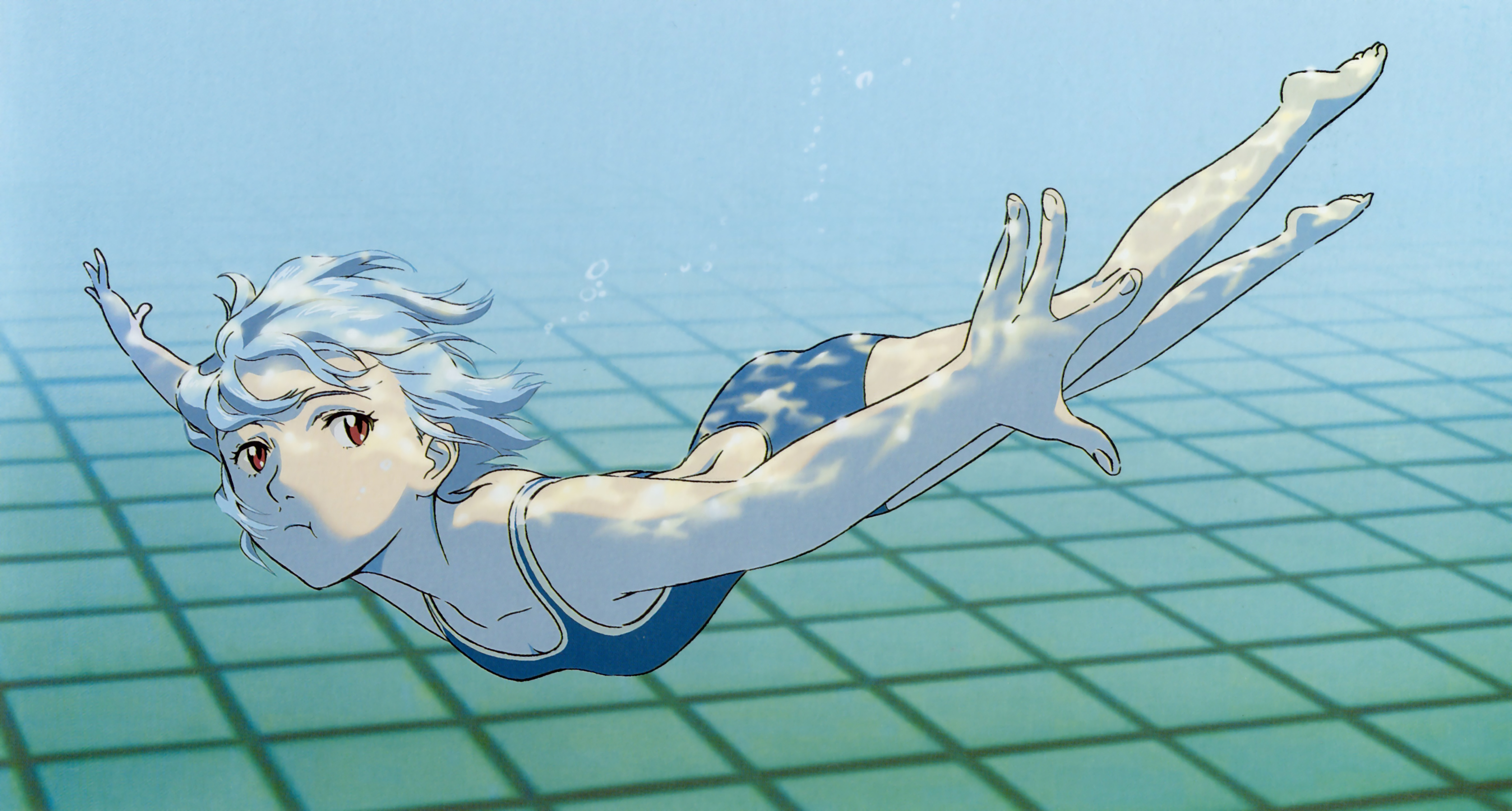 Rei Ayanami swimming underwater HD Wallpaper