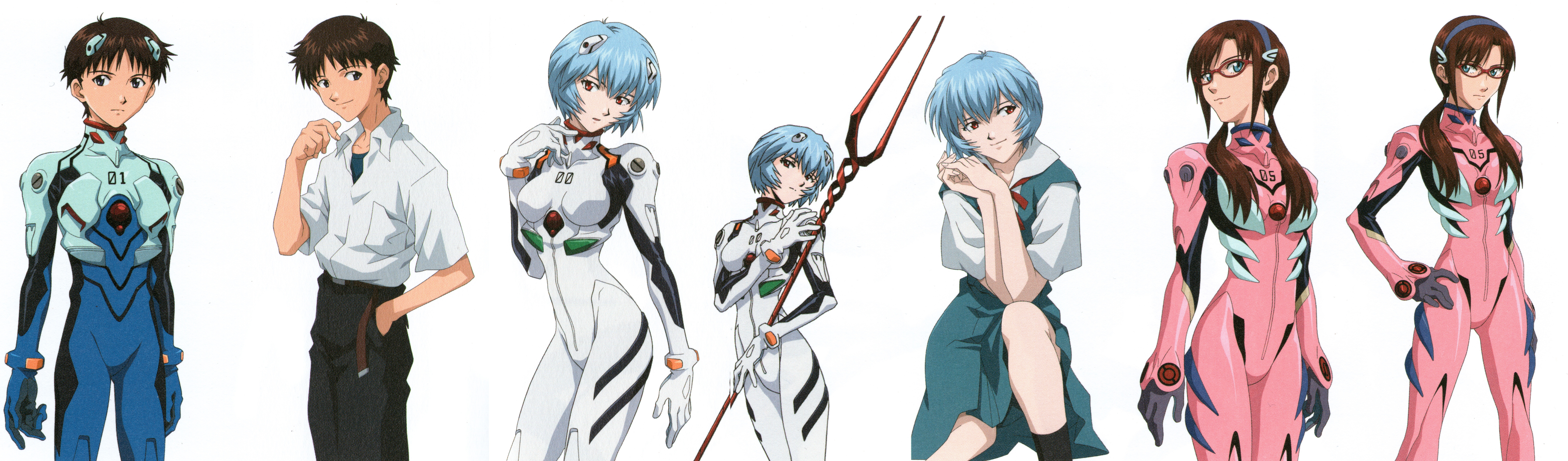 Evangelion characters Shinji, Rei, and Asuka in plugsuits HD Wallpaper