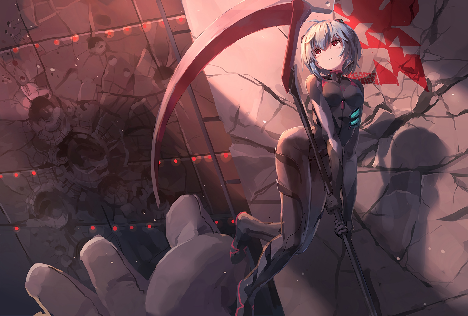Rei Ayanami with a scythe HD Wallpaper