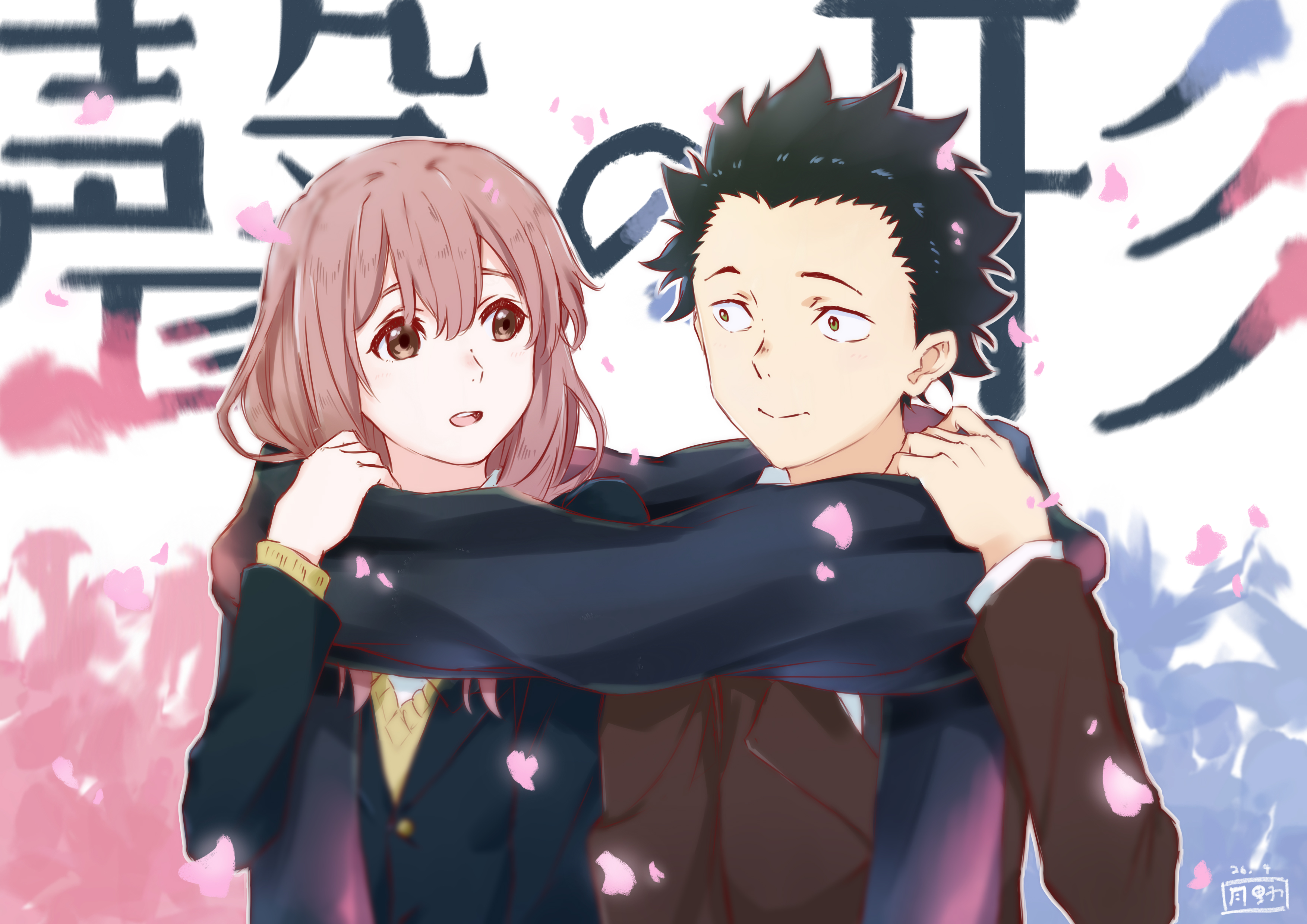 Shouya Ishida and Shouko Nishimiya from Koe no Katachi HD Wallpaper