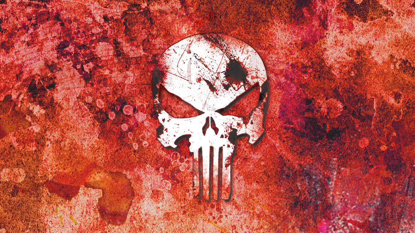 The Punisher Skull on Red Grunge Background HD Wallpaper