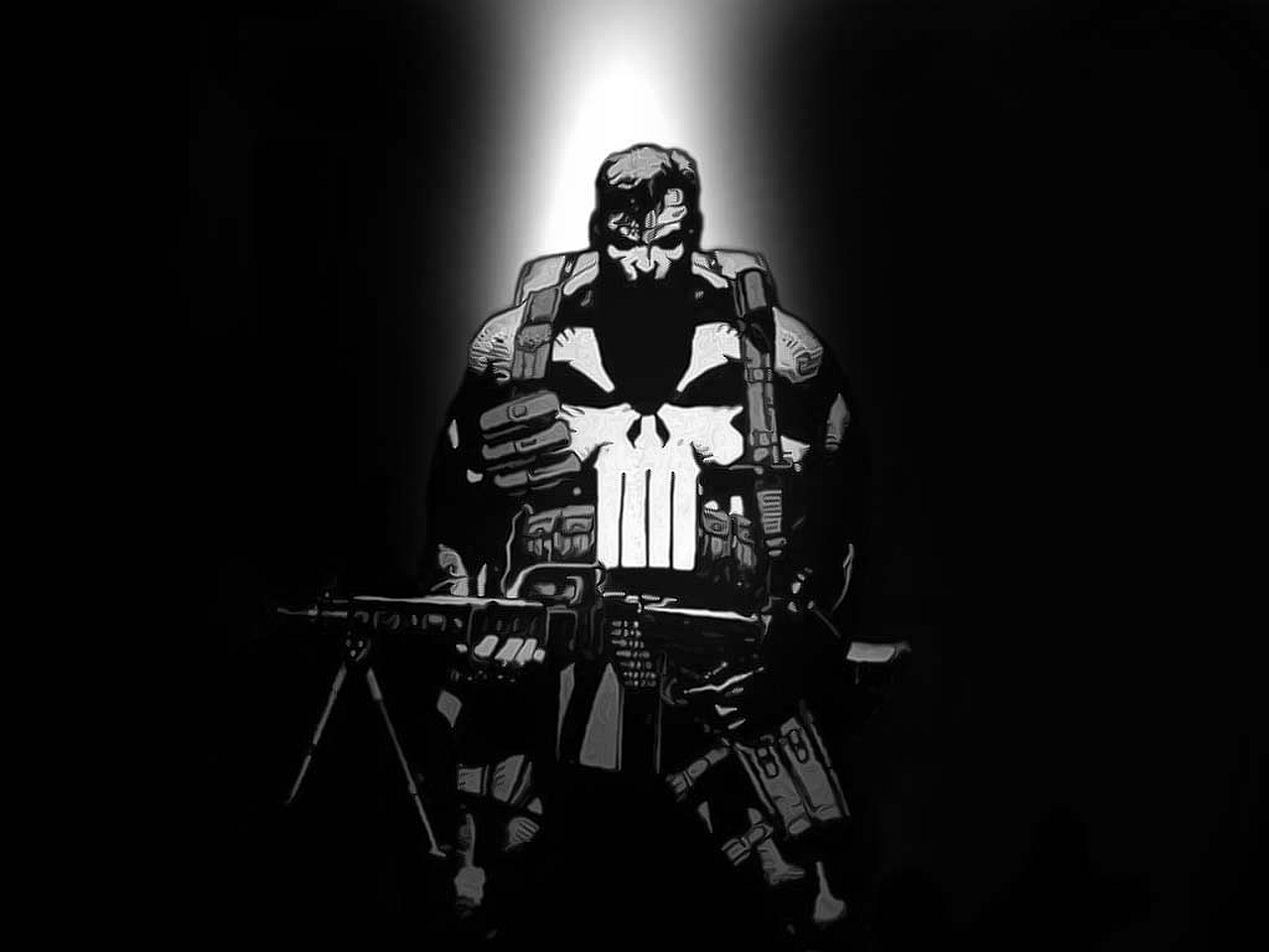 The Punisher with a Machine Gun HD Wallpaper