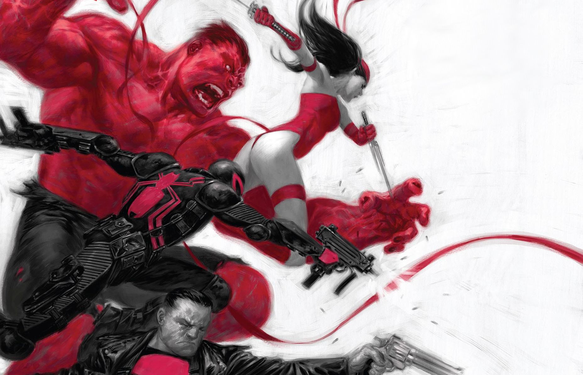 Red Hulk, Elektra, Spider-Man 2099, and Punisher HD Wallpaper