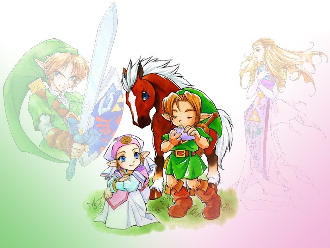 Link, Zelda, and Epona from The Legend of Zelda HD Wallpaper