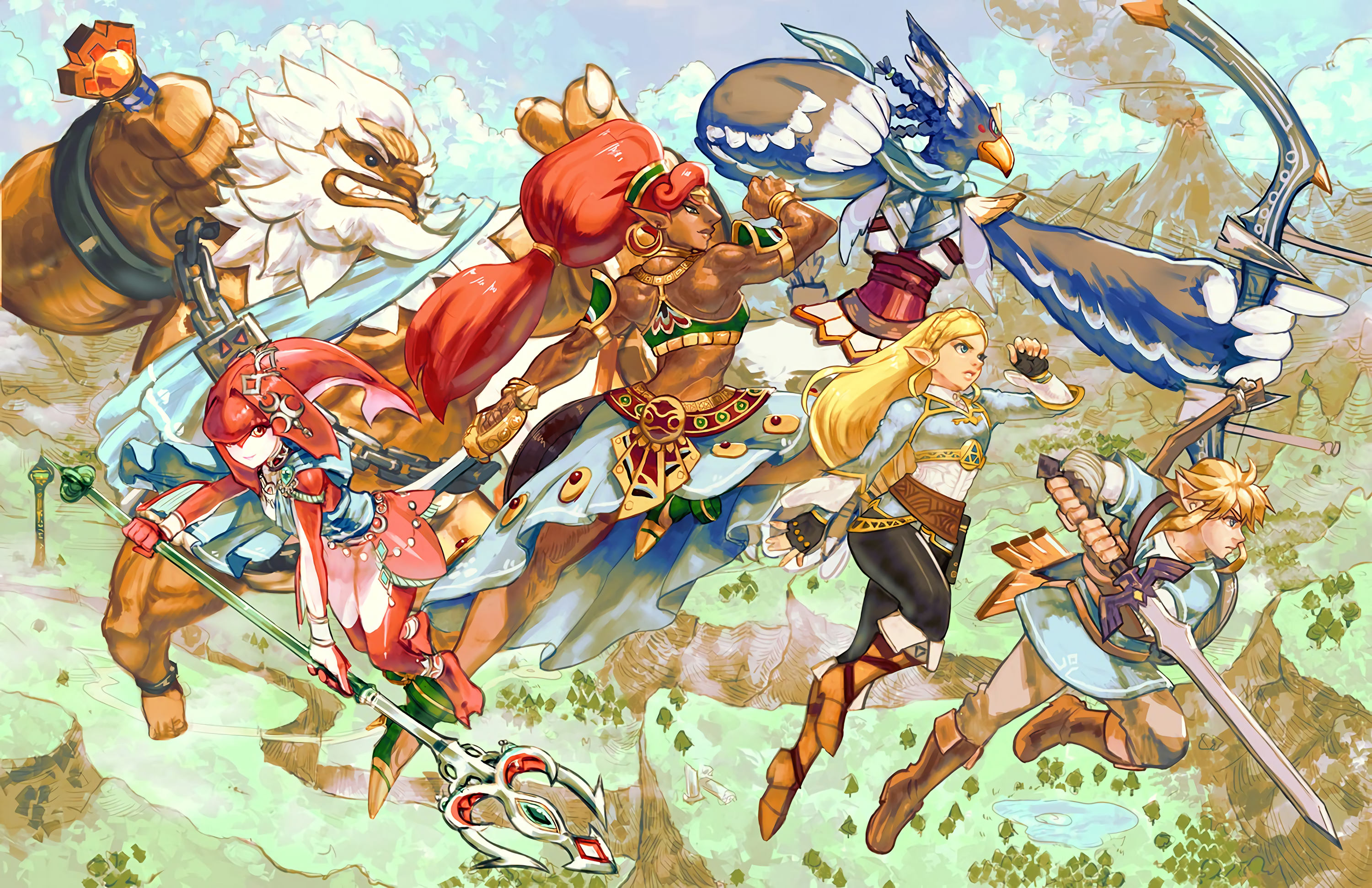The Legend of Zelda characters in battle HD Wallpaper