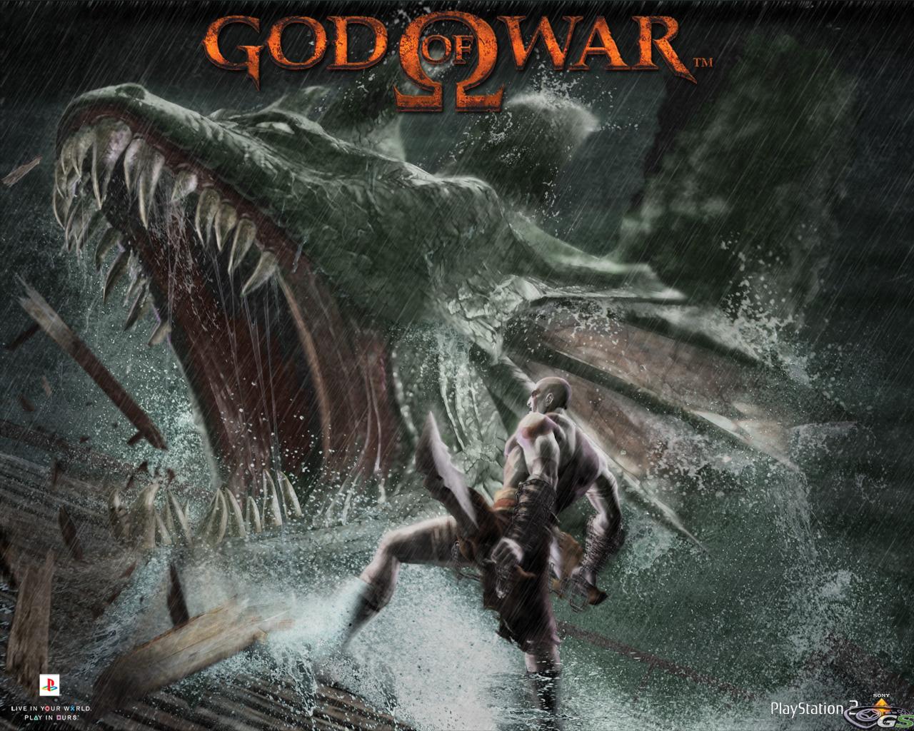 Kratos fighting a large dragon in God of War HD Wallpaper