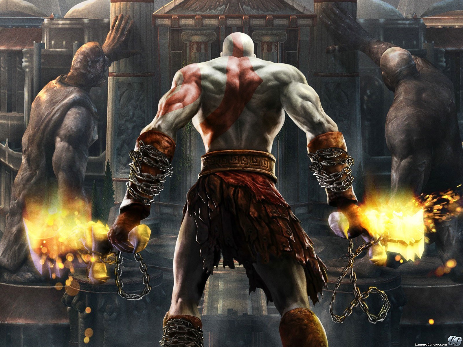 Kratos from God of War with Blades of Chaos HD Wallpaper