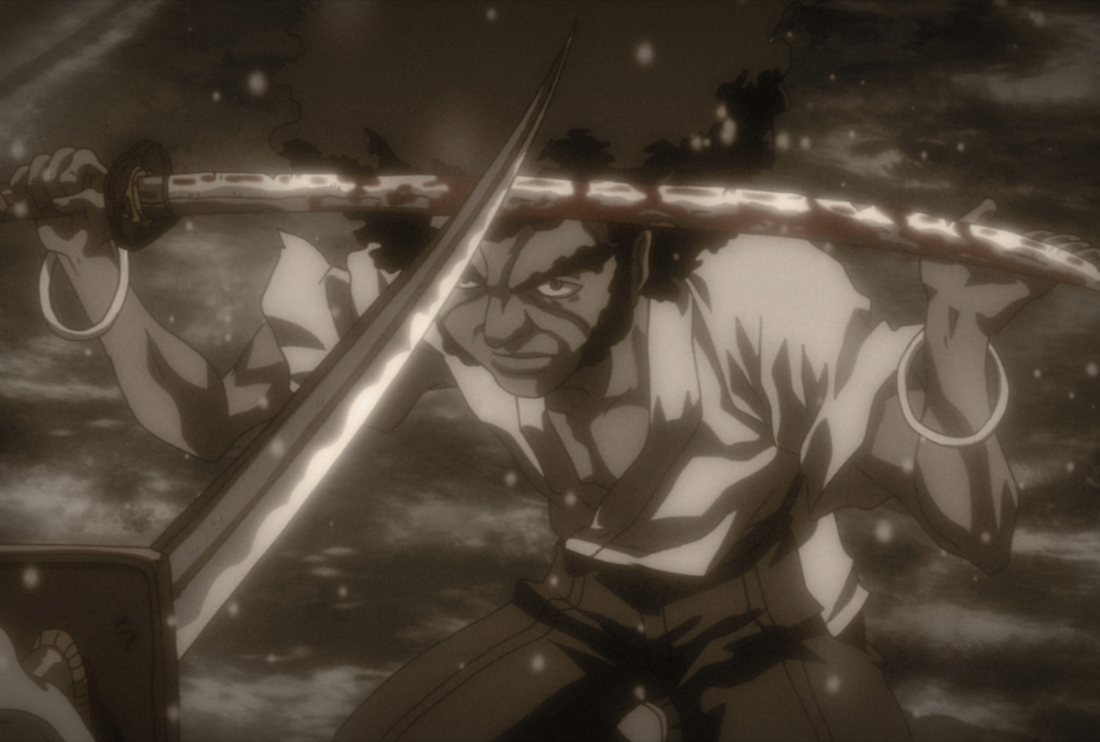 Afro Samurai holding a bloody katana HD Wallpaper