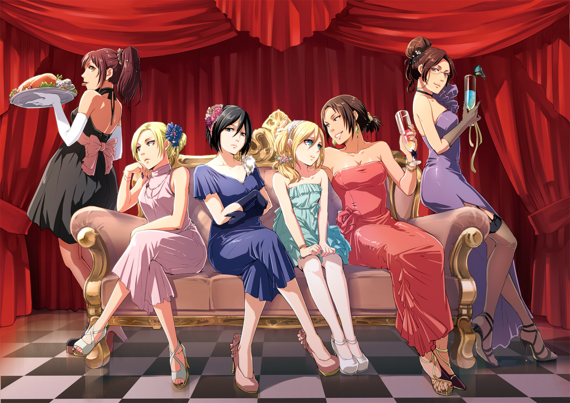 Attack on Titan Female Characters in Formal Attire HD Wallpaper