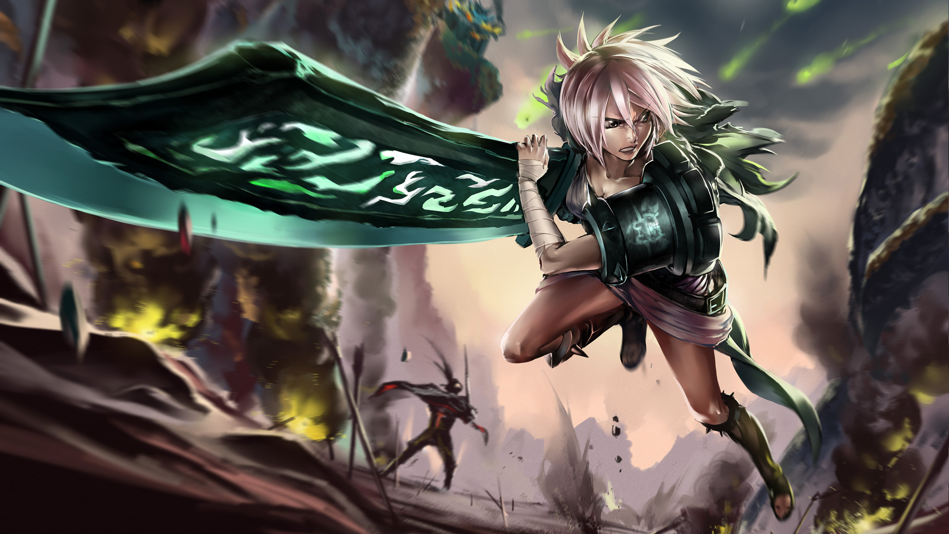Riven from League of Legends in battle HD Wallpaper