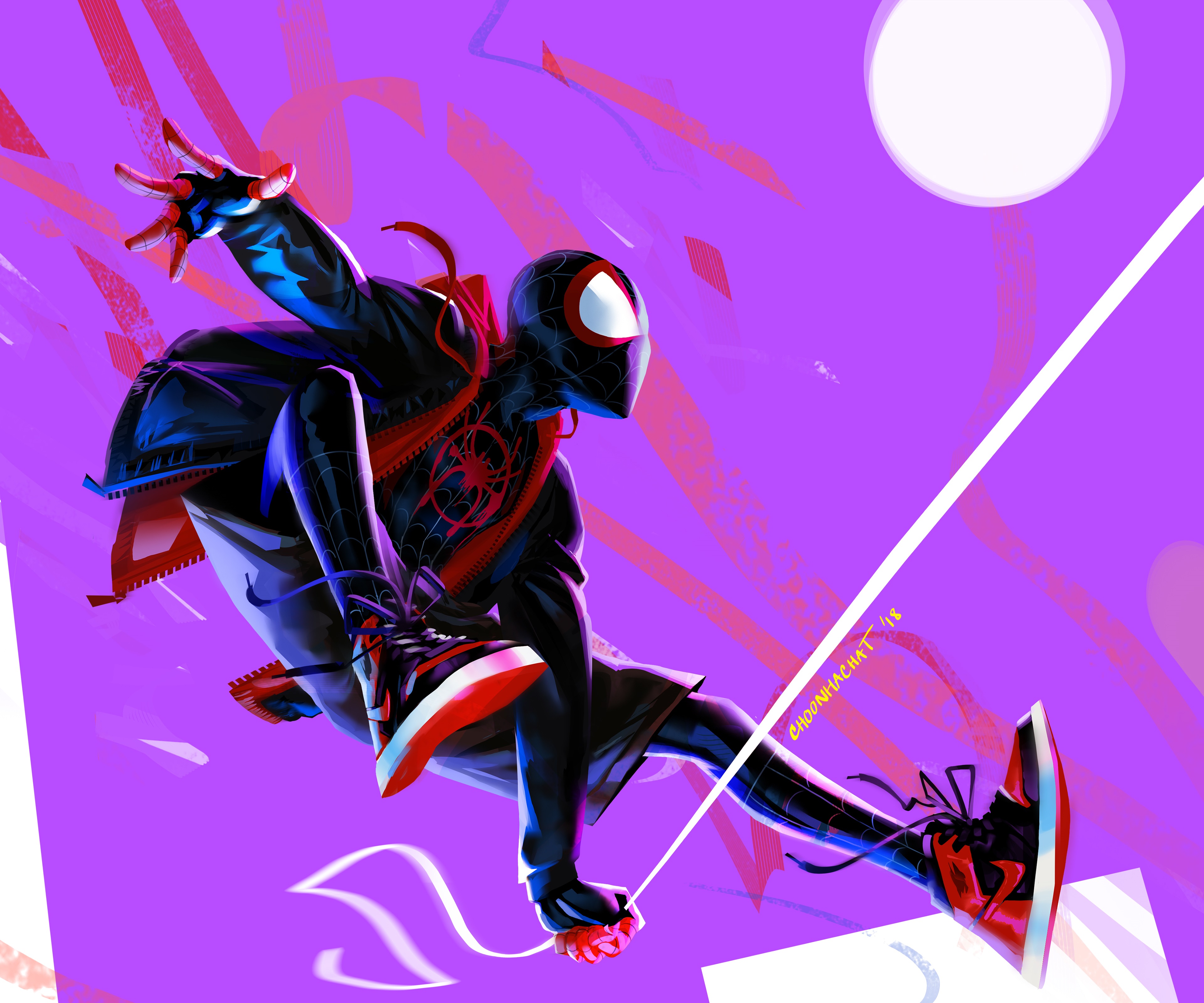 Miles Morales from Spider-Man swinging HD Wallpaper
