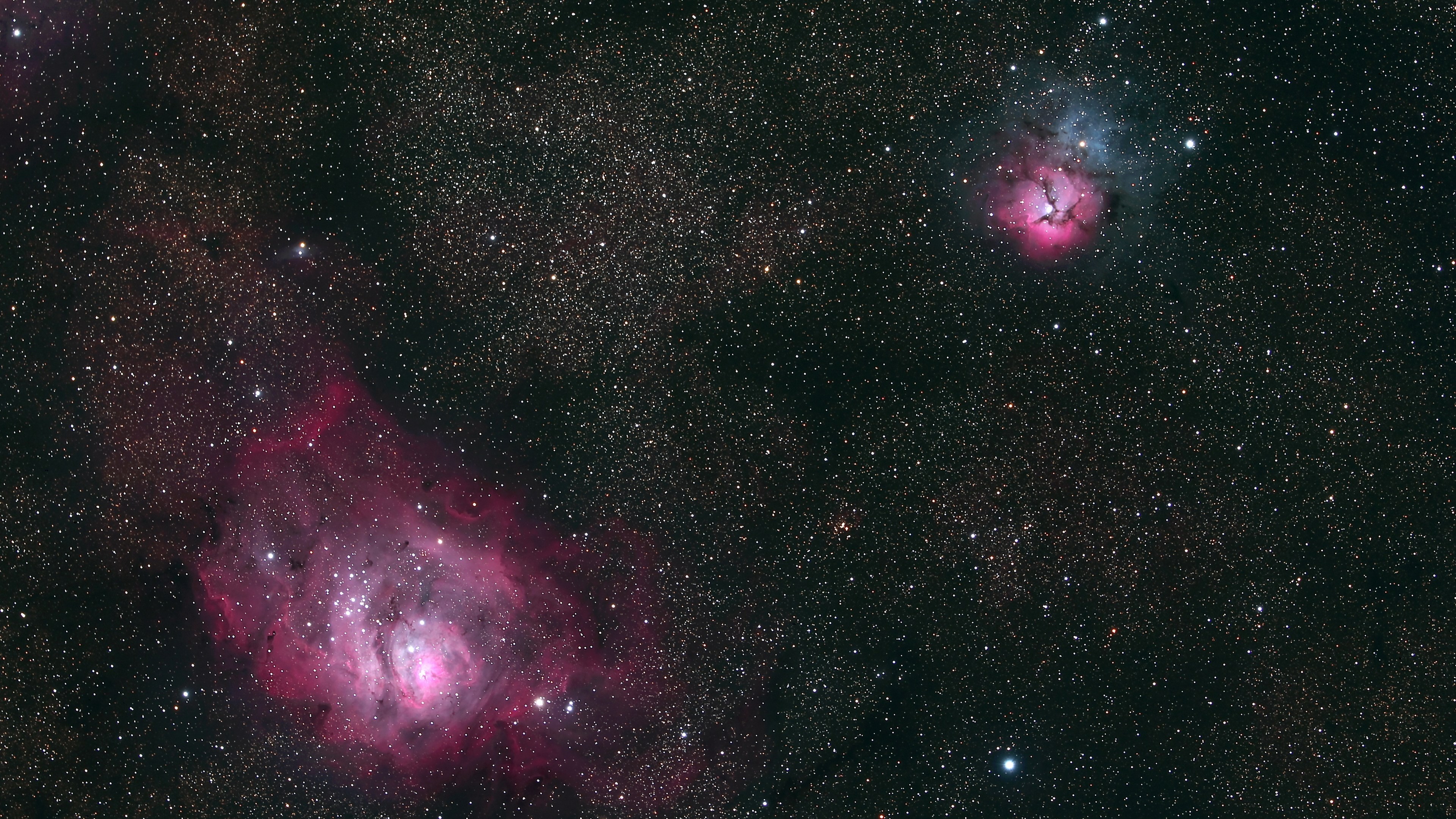 Lagoon Nebula and Trifid Nebula in Space HD Wallpaper