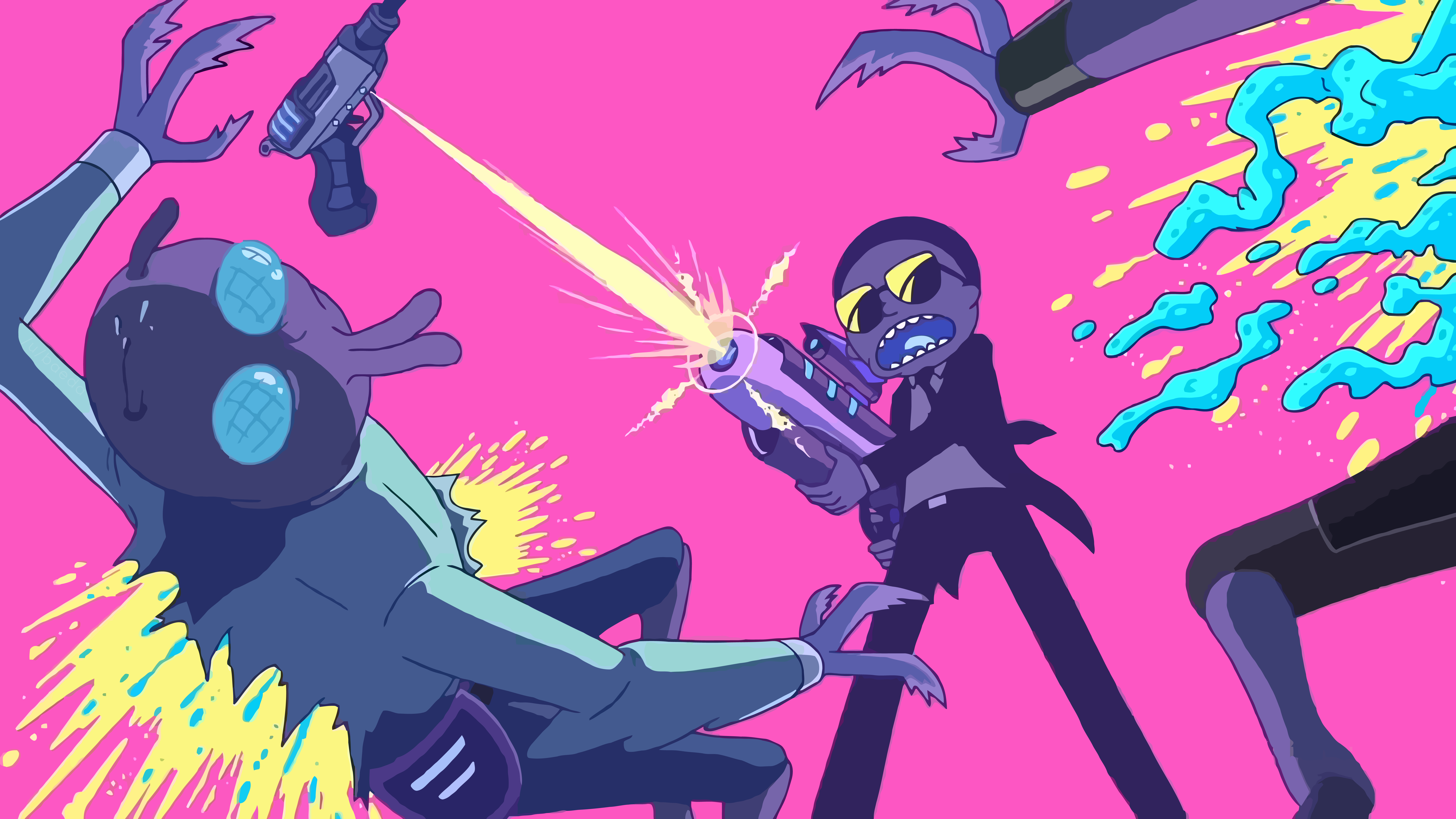 Rick and Morty characters in action HD Wallpaper