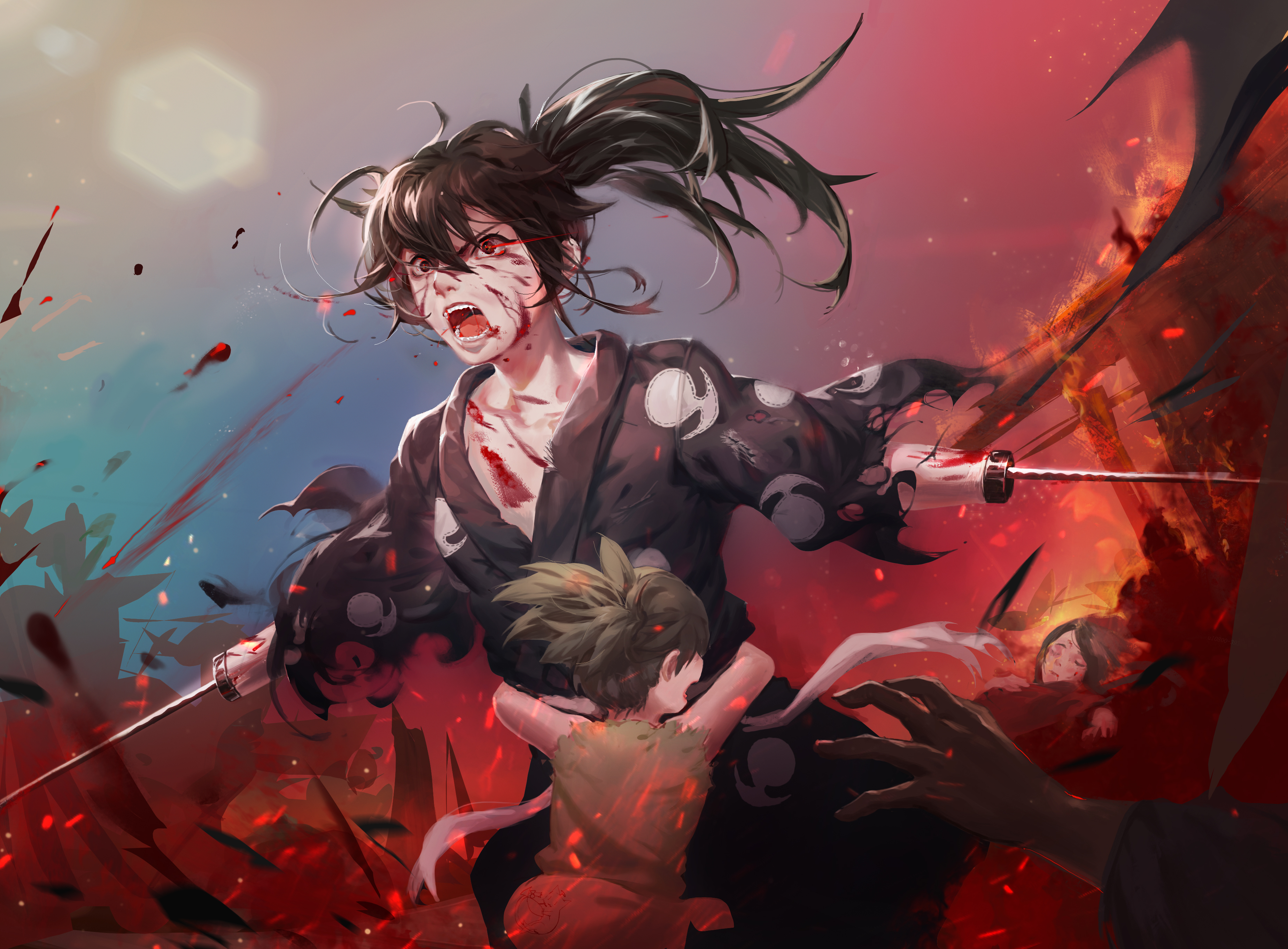 Hyakkimaru from Dororo in battle HD Wallpaper