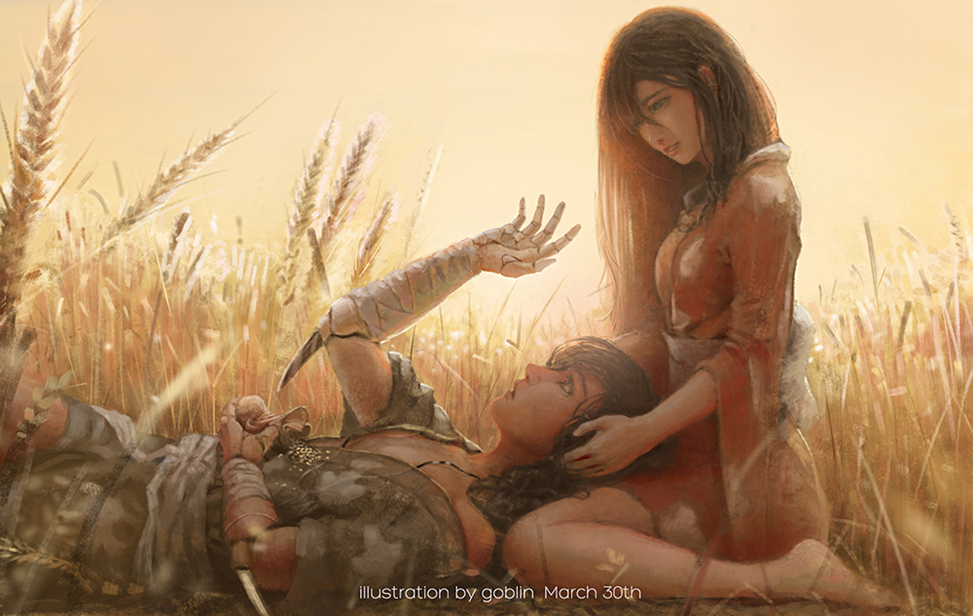 Hyakkimaru from Dororo in a wheat field HD Wallpaper